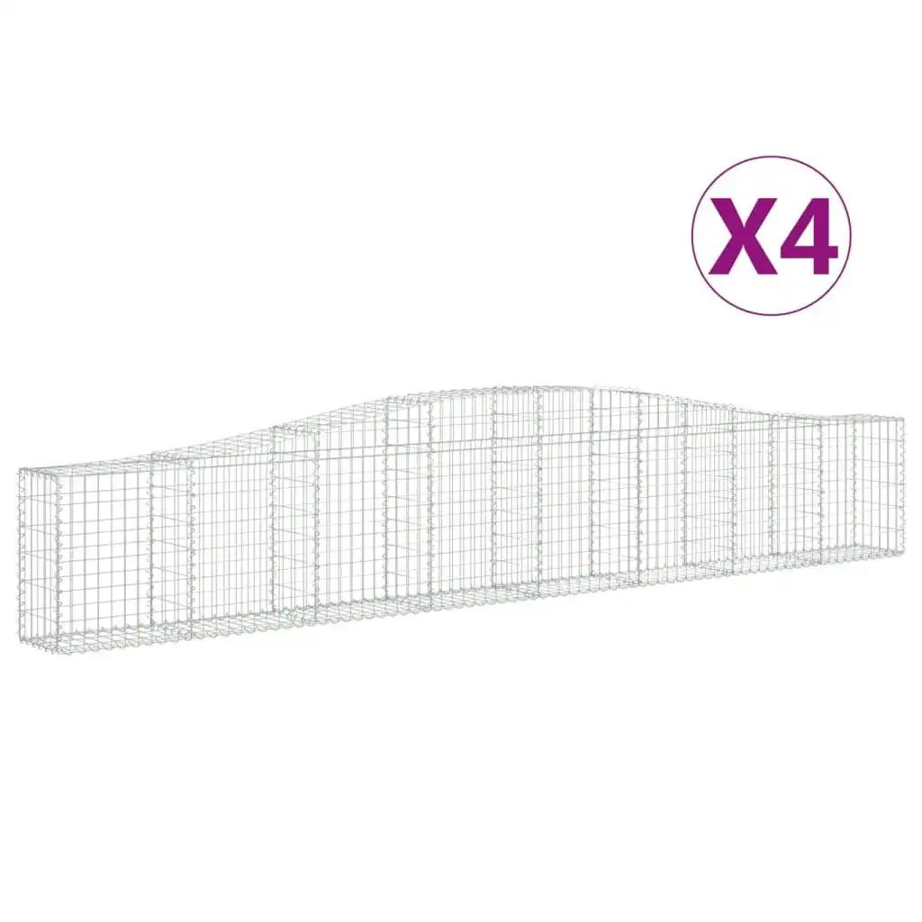 Arched Gabion Baskets 4 pcs 400x30x60/80 cm Galvanised Iron 3145802