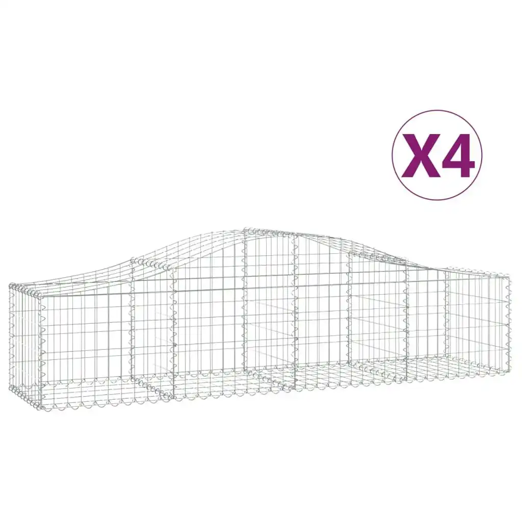 Arched Gabion Baskets 4 pcs 200x50x40/60 cm Galvanised Iron 3145579