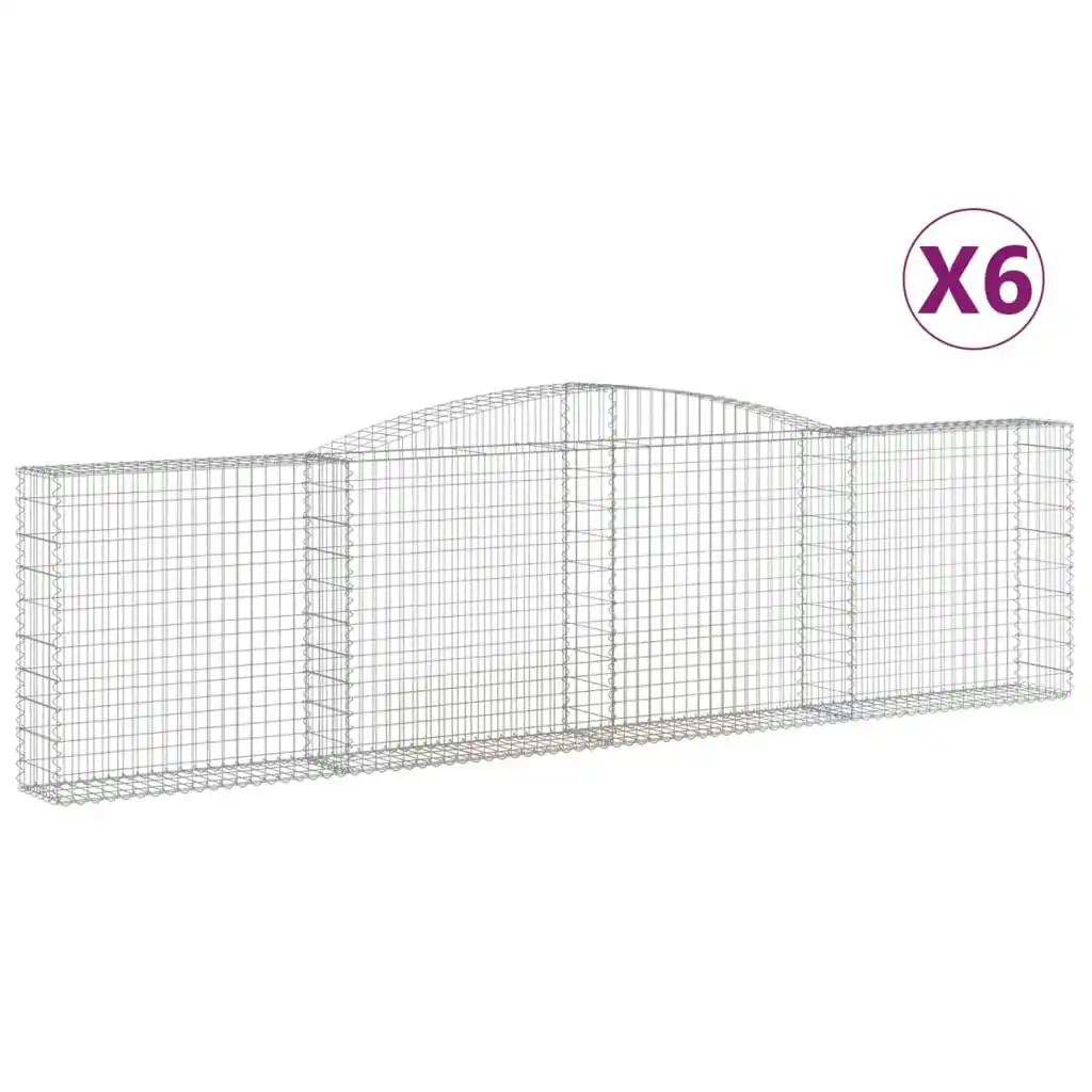 Arched Gabion Baskets 6 pcs 400x30x100/120 cm Galvanised Iron 3146870