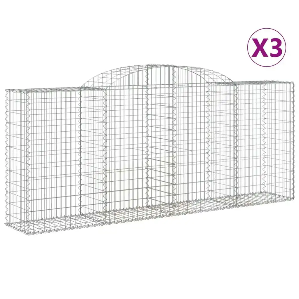 Arched Gabion Baskets 3 pcs 300x50x120/140 cm Galvanised Iron 3146720