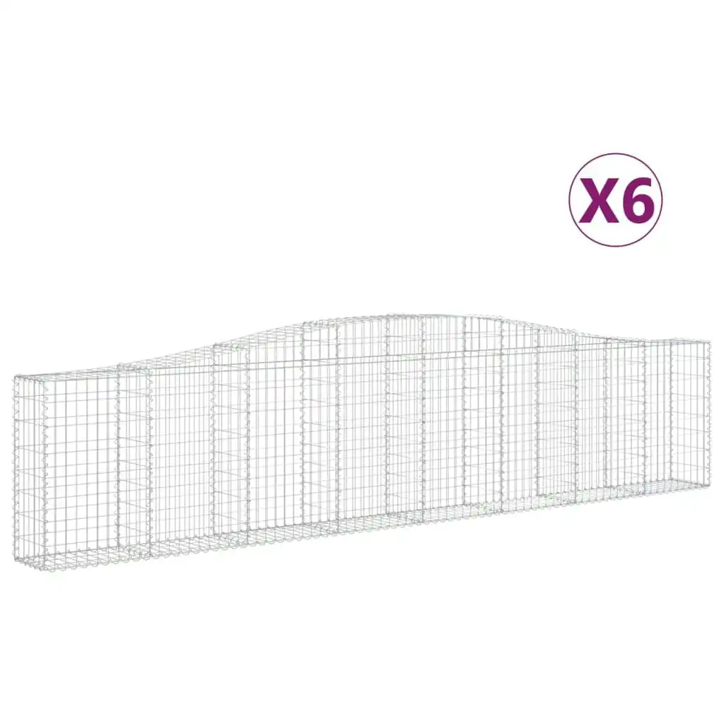 Arched Gabion Baskets 6 pcs 400x30x80/100 cm Galvanised Iron 3145817