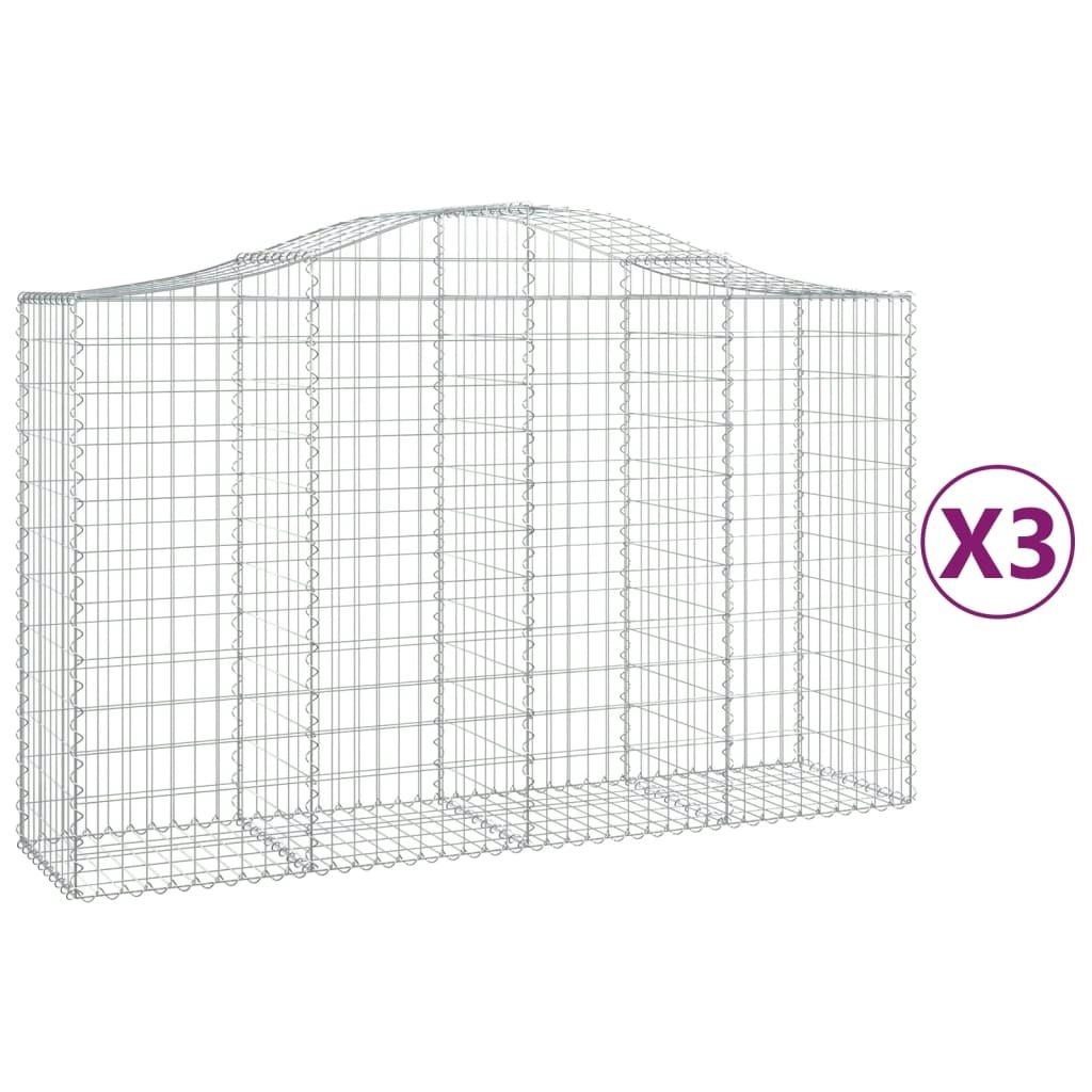 Arched Gabion Baskets 3 pcs 200x50x120/140 cm Galvanised Iron 3145662