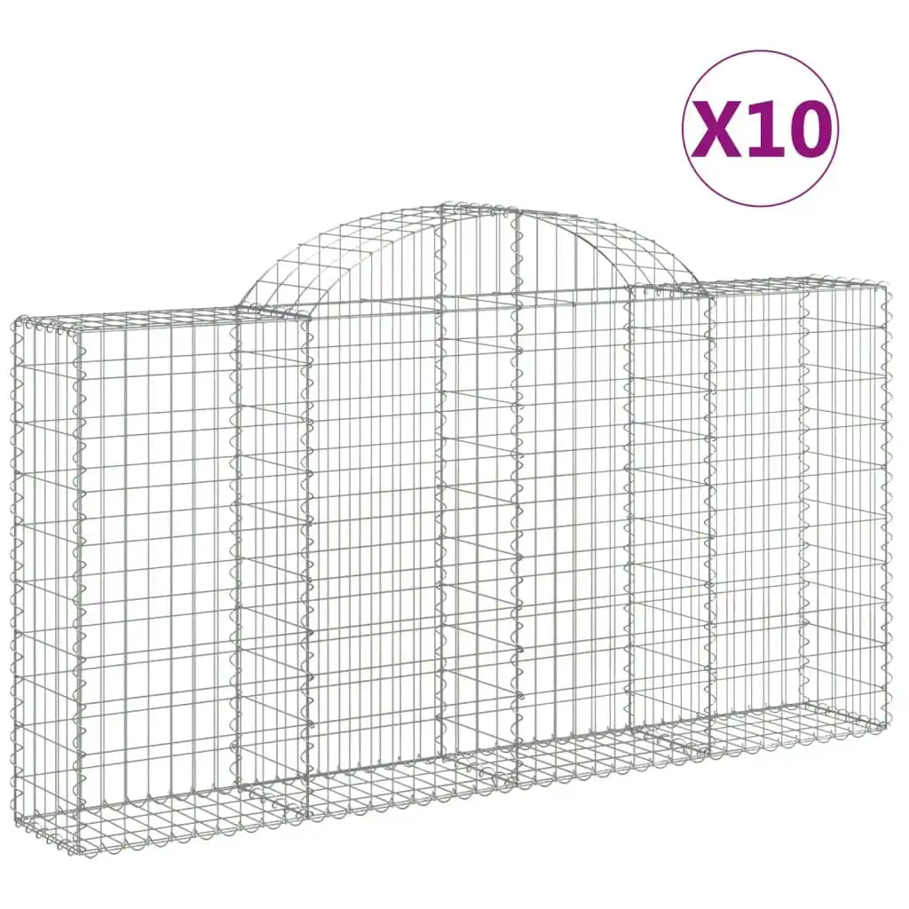 Arched Gabion Baskets 10 pcs 200x30x100/120 cm Galvanised Iron 3146118