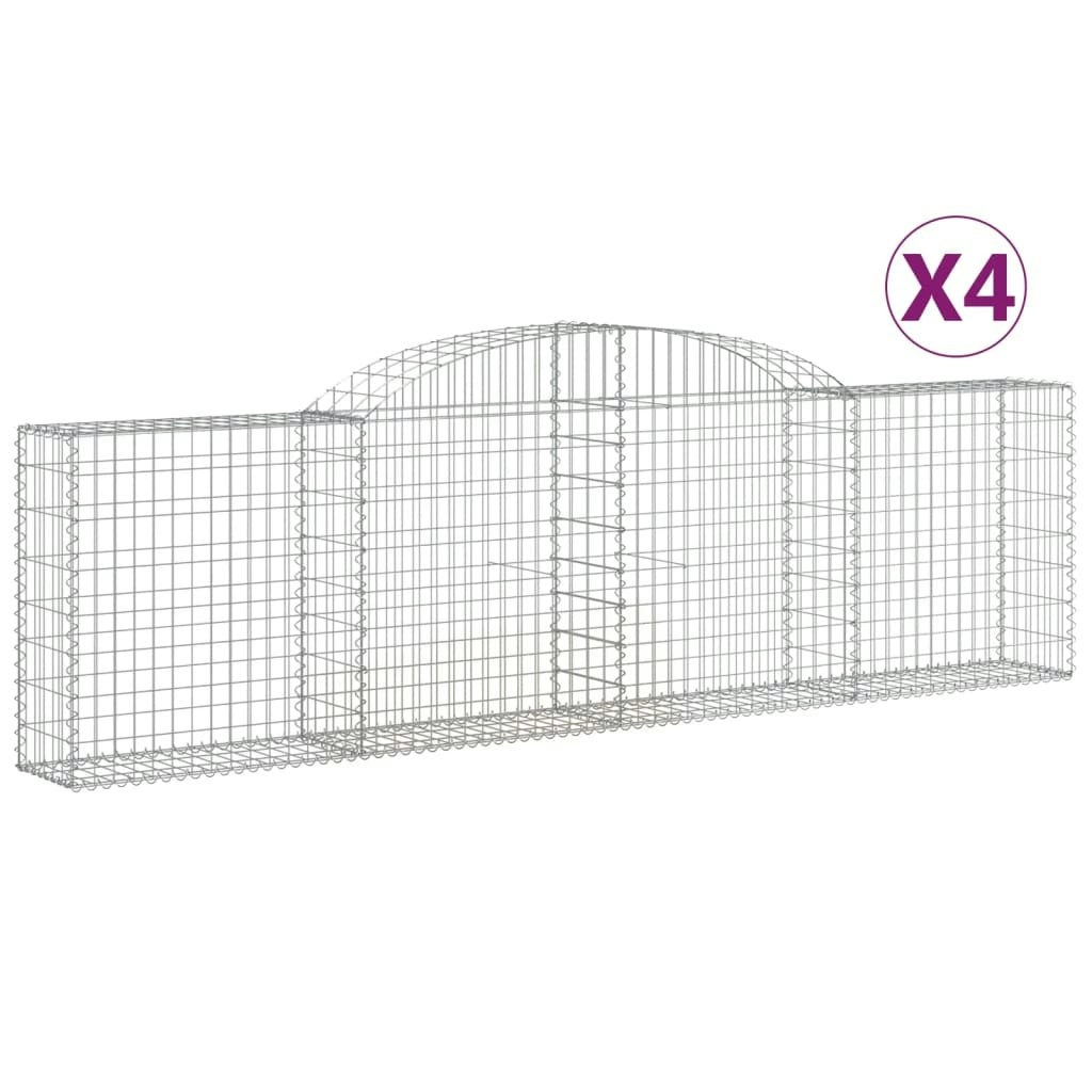 Arched Gabion Baskets 4 pcs 300x30x80/100 cm Galvanised Iron 3146505