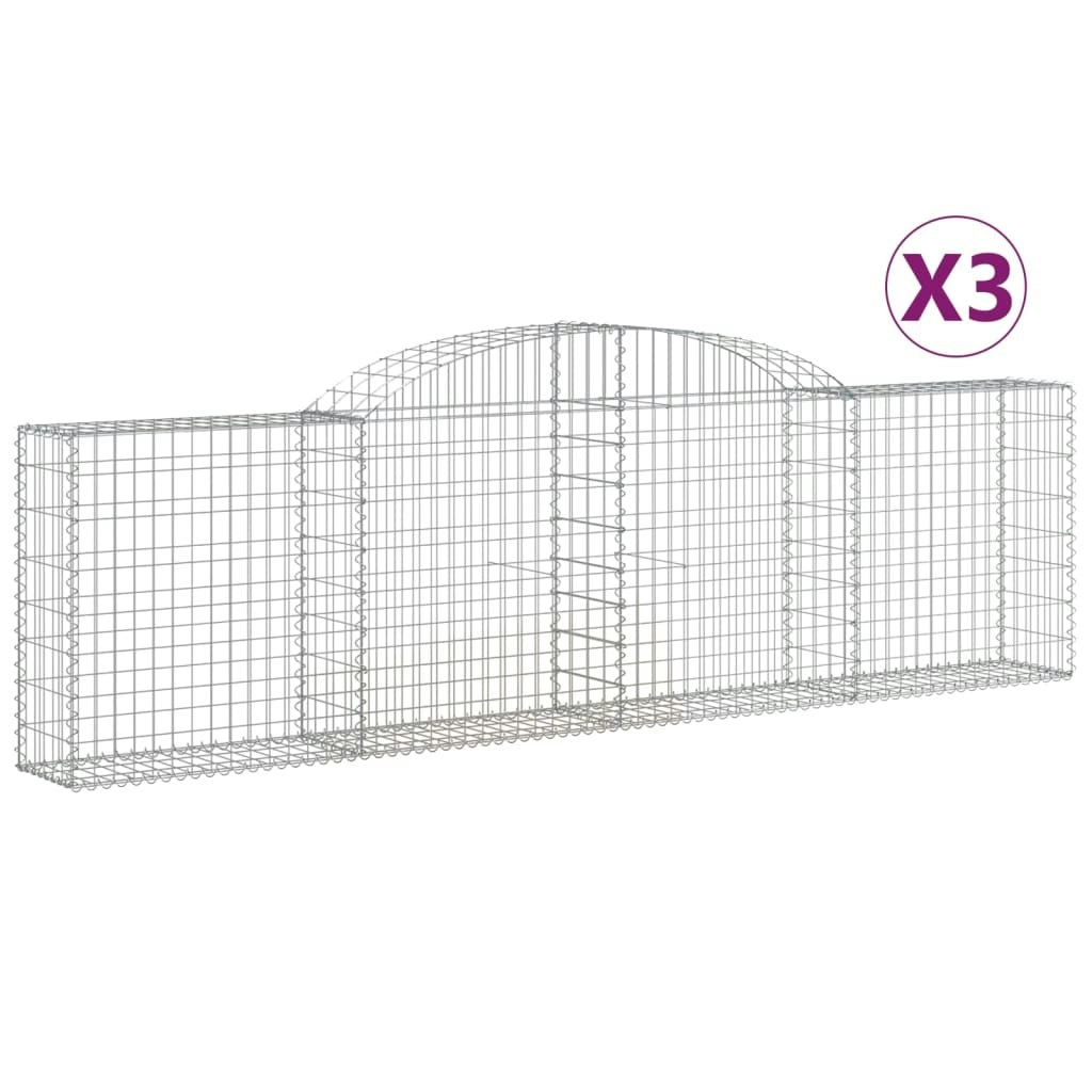 Arched Gabion Baskets 3 pcs 300x30x80/100 cm Galvanised Iron 3146504