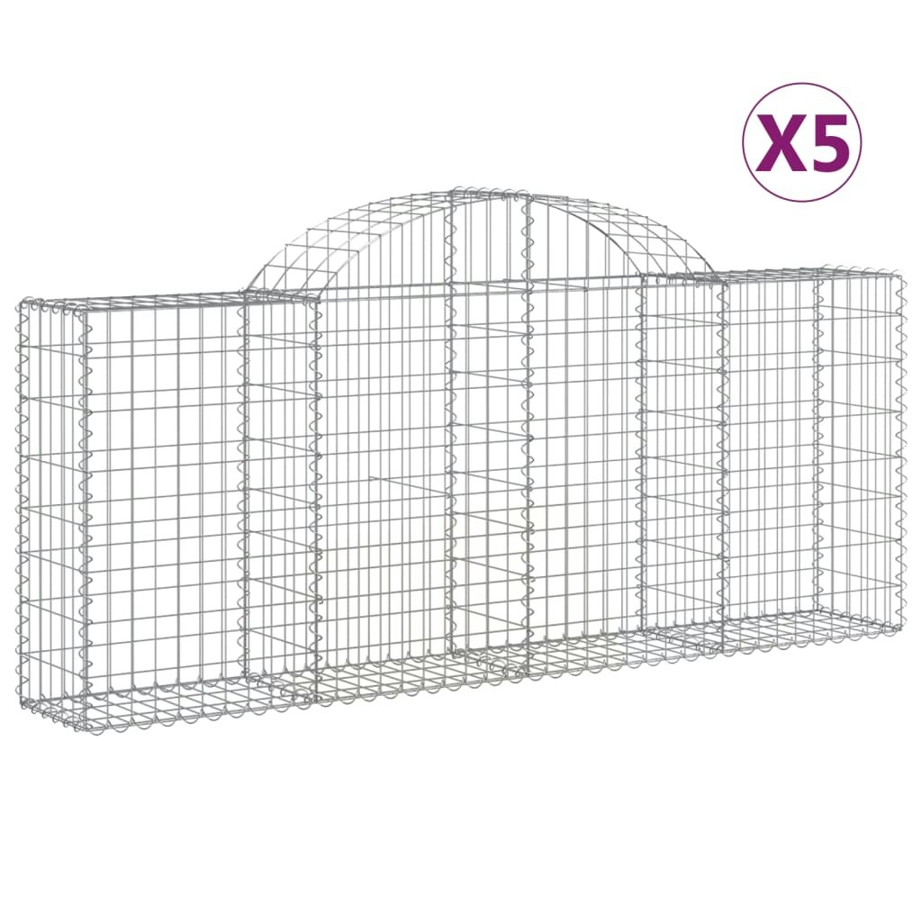 Arched Gabion Baskets 5 pcs 200x30x80/100 cm Galvanised Iron 3146092