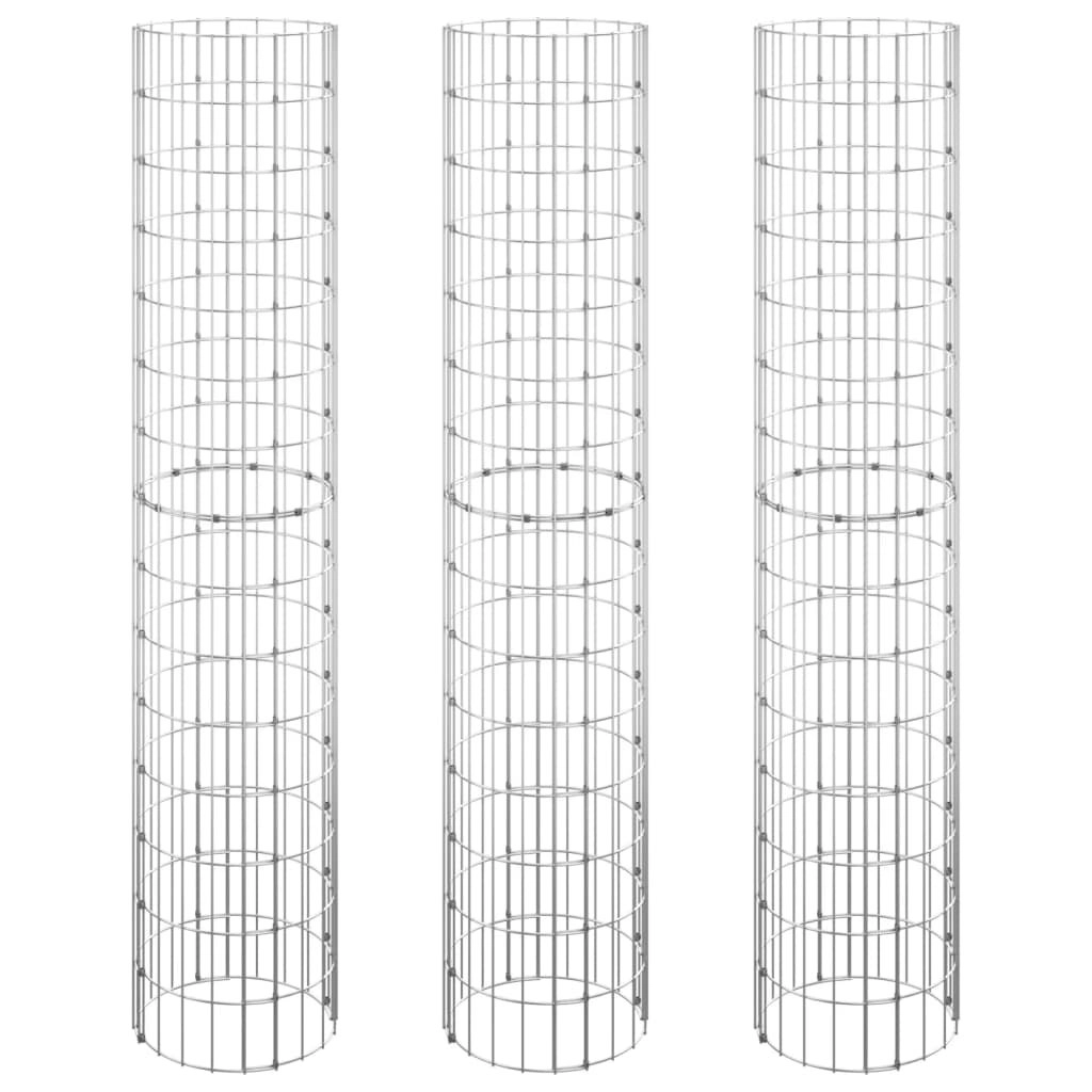 Circular Gabion Raised Beds 3 pcs Galvanised Steel Ã˜30x150 cm 152021