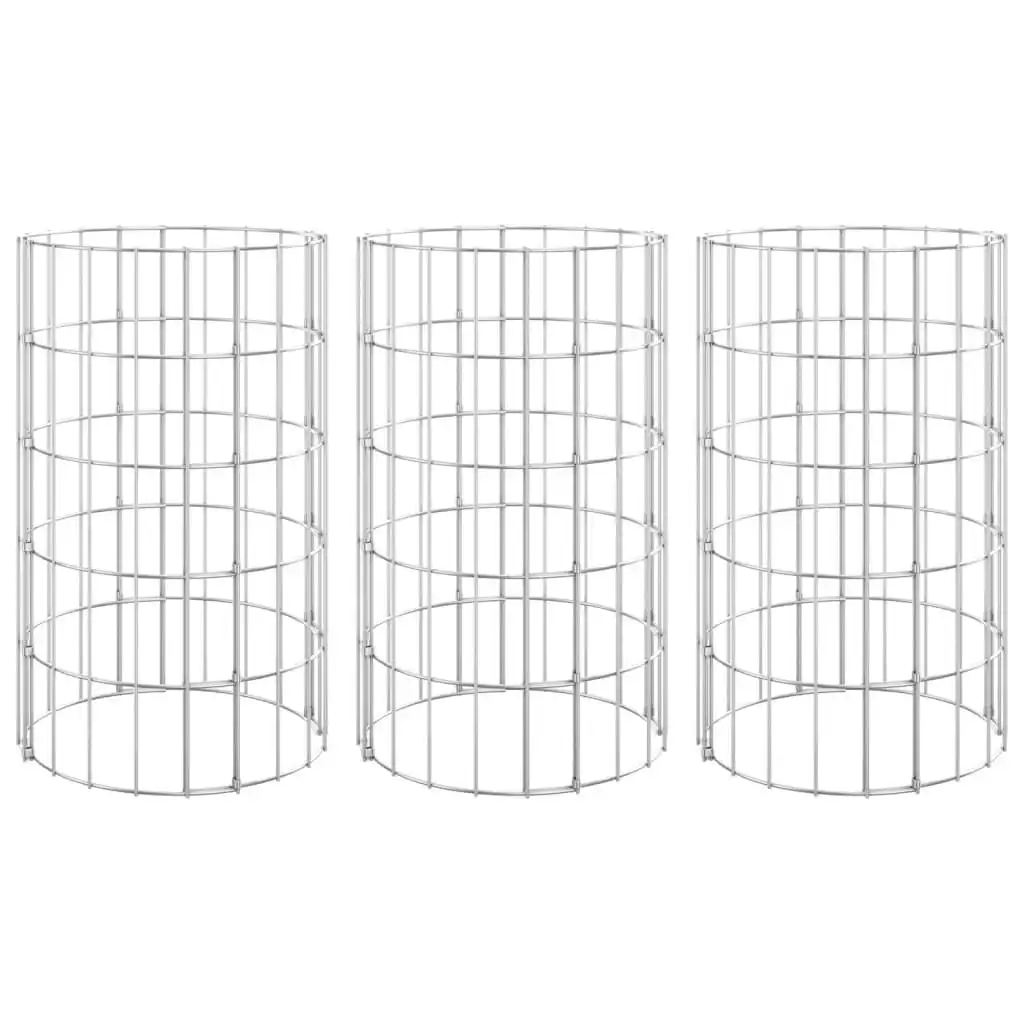 Circular Gabion Raised Beds 3 pcs Galvanised Steel Ã˜30x50 cm 152019