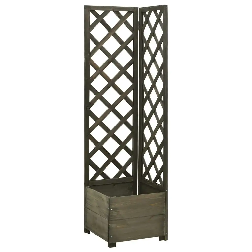 Corner Trellis Planter Grey 40x40x150 cm Solid Firwood 314837