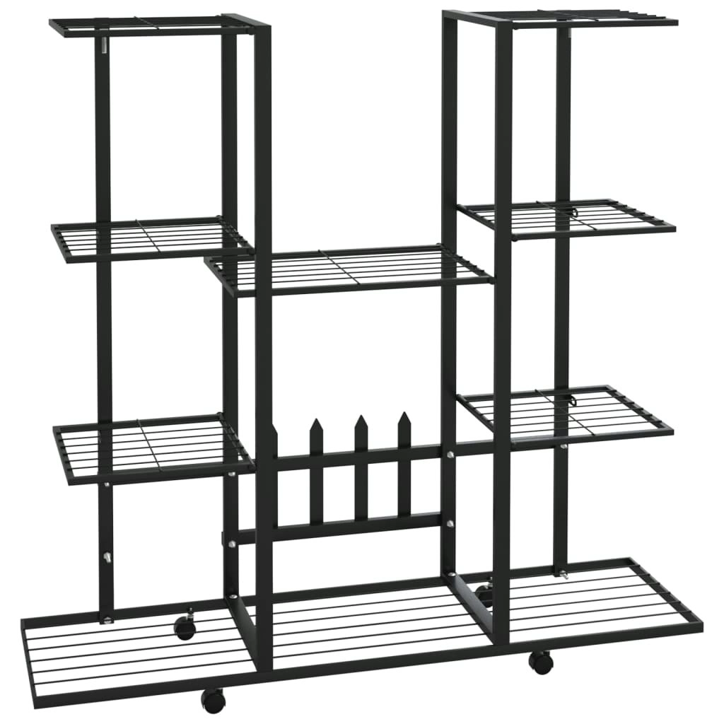 Flower Stand with Wheels 94.5x24.5x91.5 cm Black Iron 343121