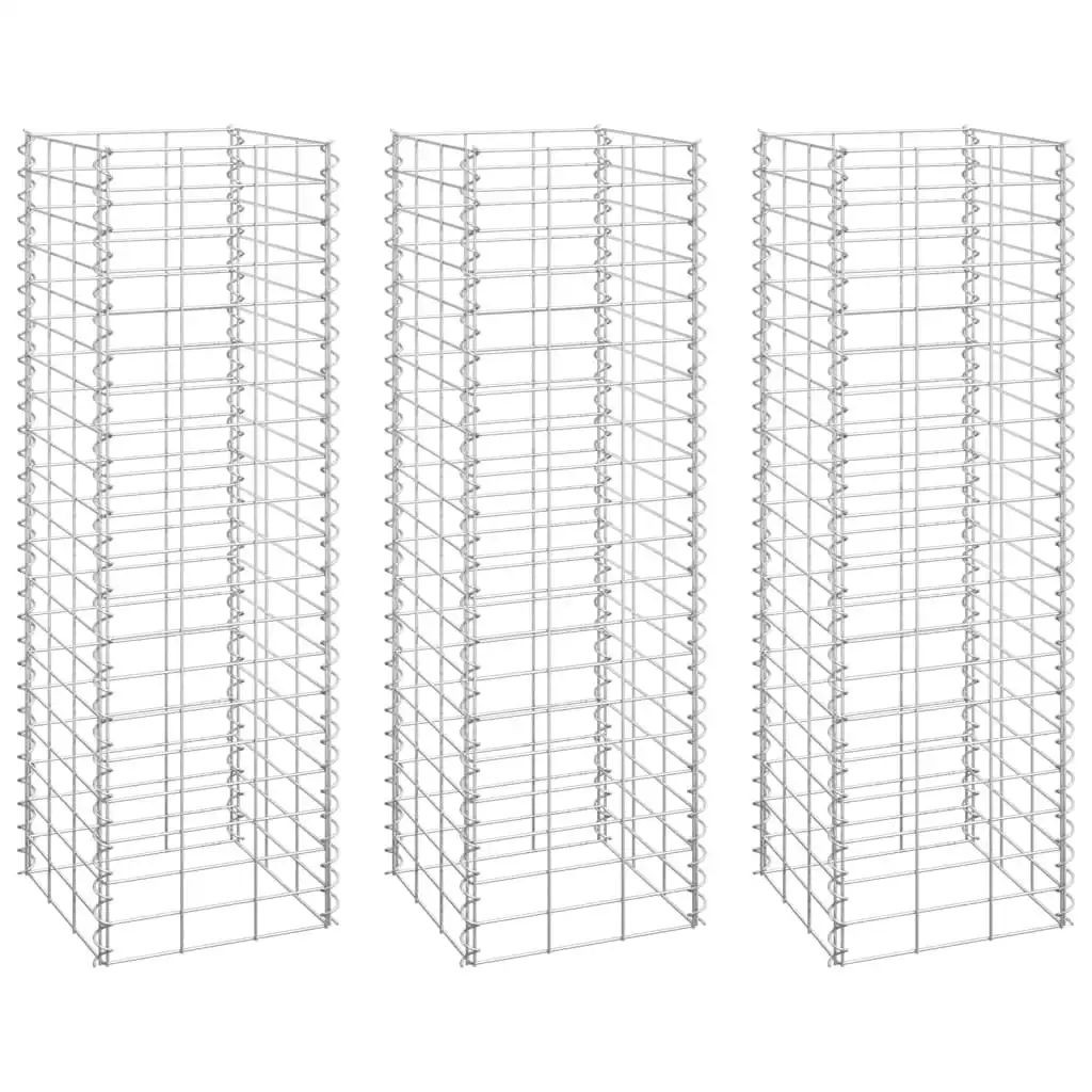 Gabion Raised Beds 3 pcs 30x30x100 cm Iron 151249