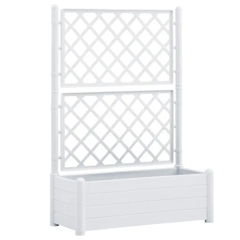 Garden Planter with Trellis 100x43x142 cm PP White 313983