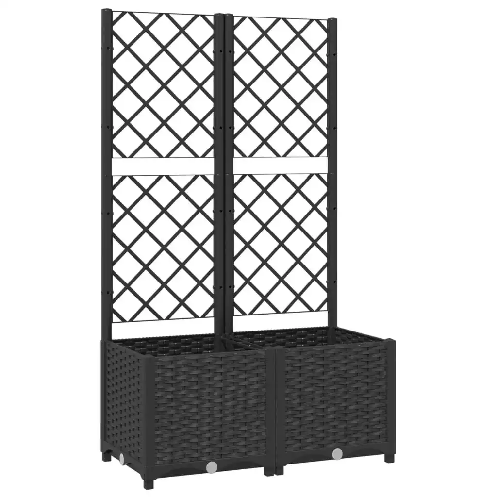 Garden Planter with Trellis Black 80x40x136 cm PP 318271