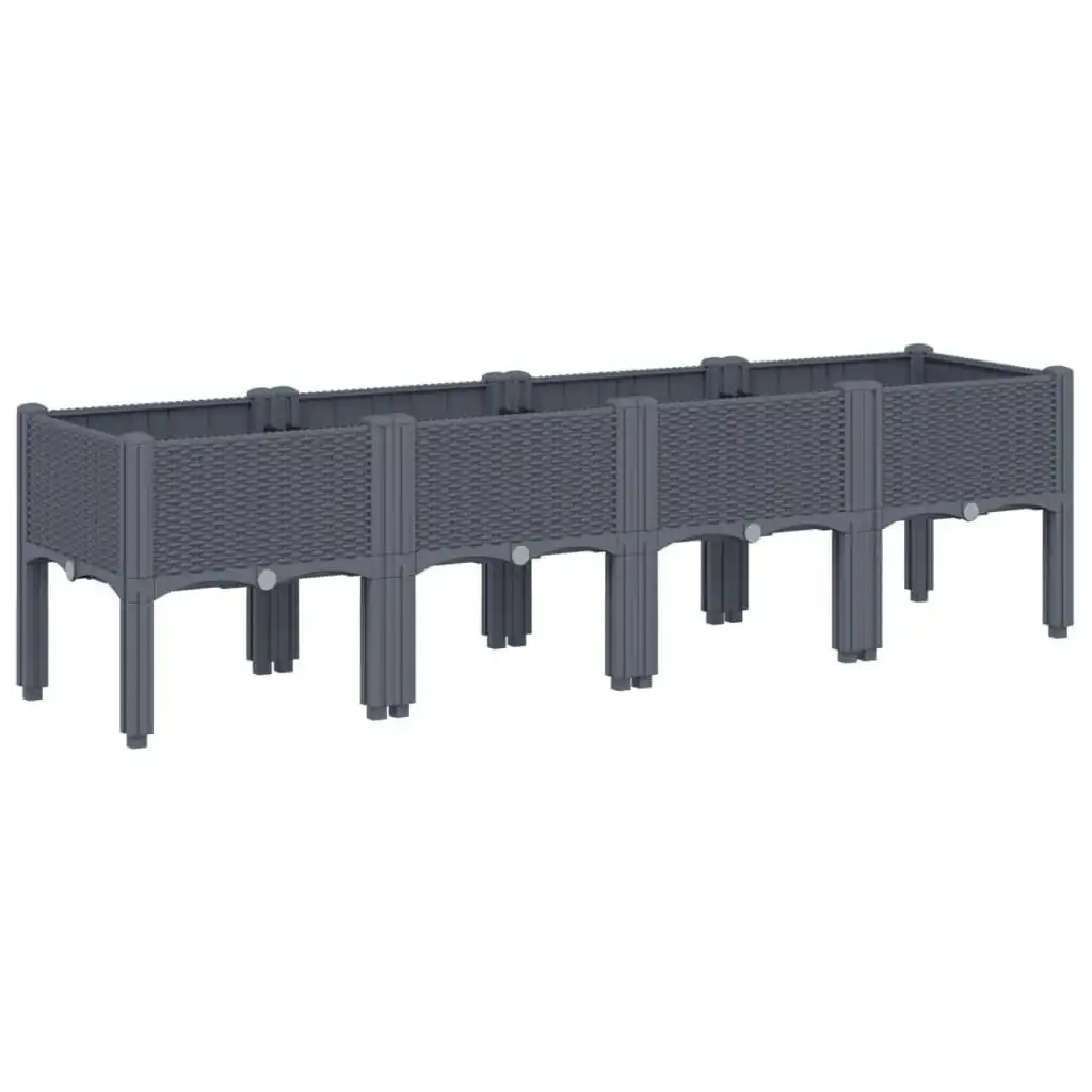 Garden Planter with Legs Grey 160x40x42 cm PP 367901