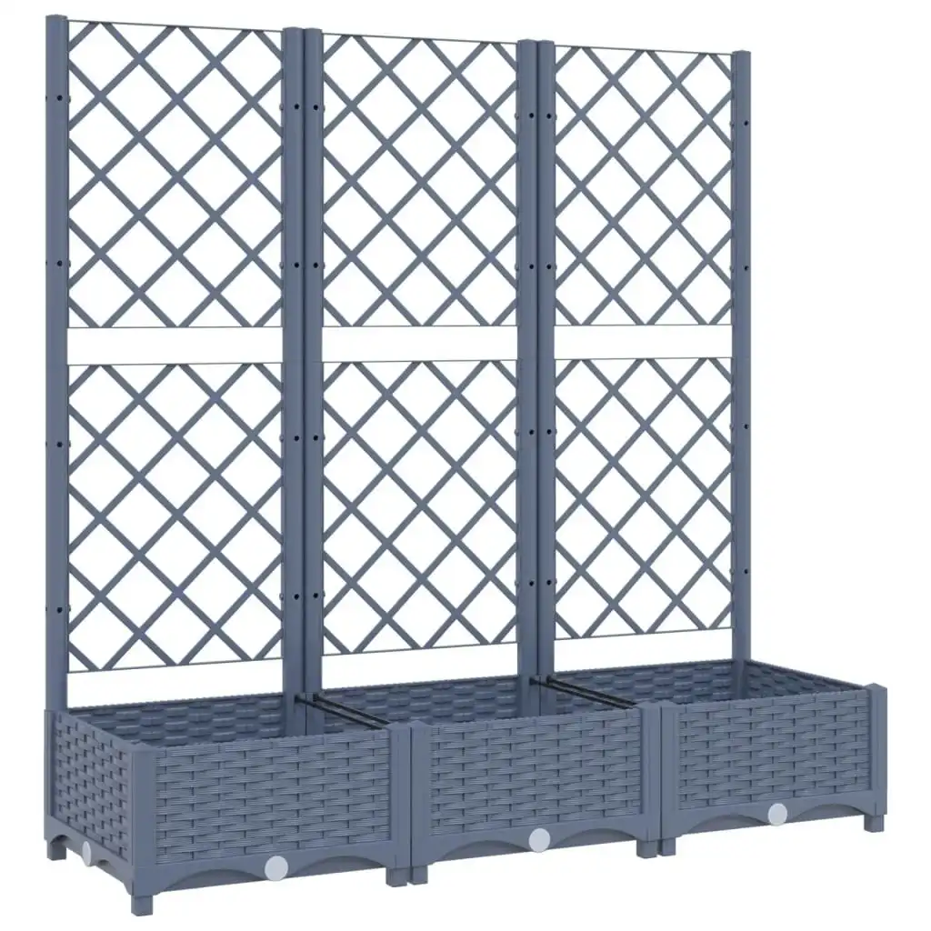 Garden Planter with Trellis Dark Grey 120x40x121.5 cm PP 318252