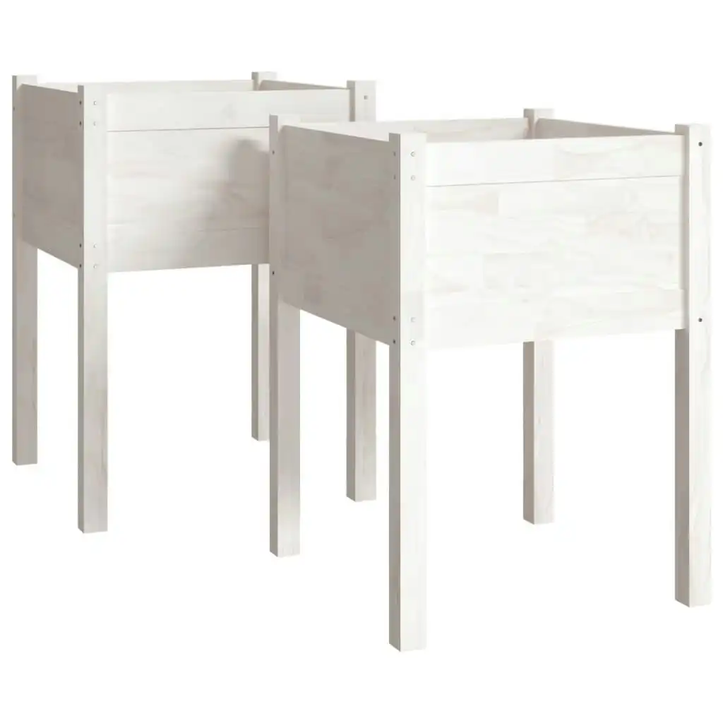 Garden Planters 2 pcs White 50x50x70 cm Solid Pinewood 810802