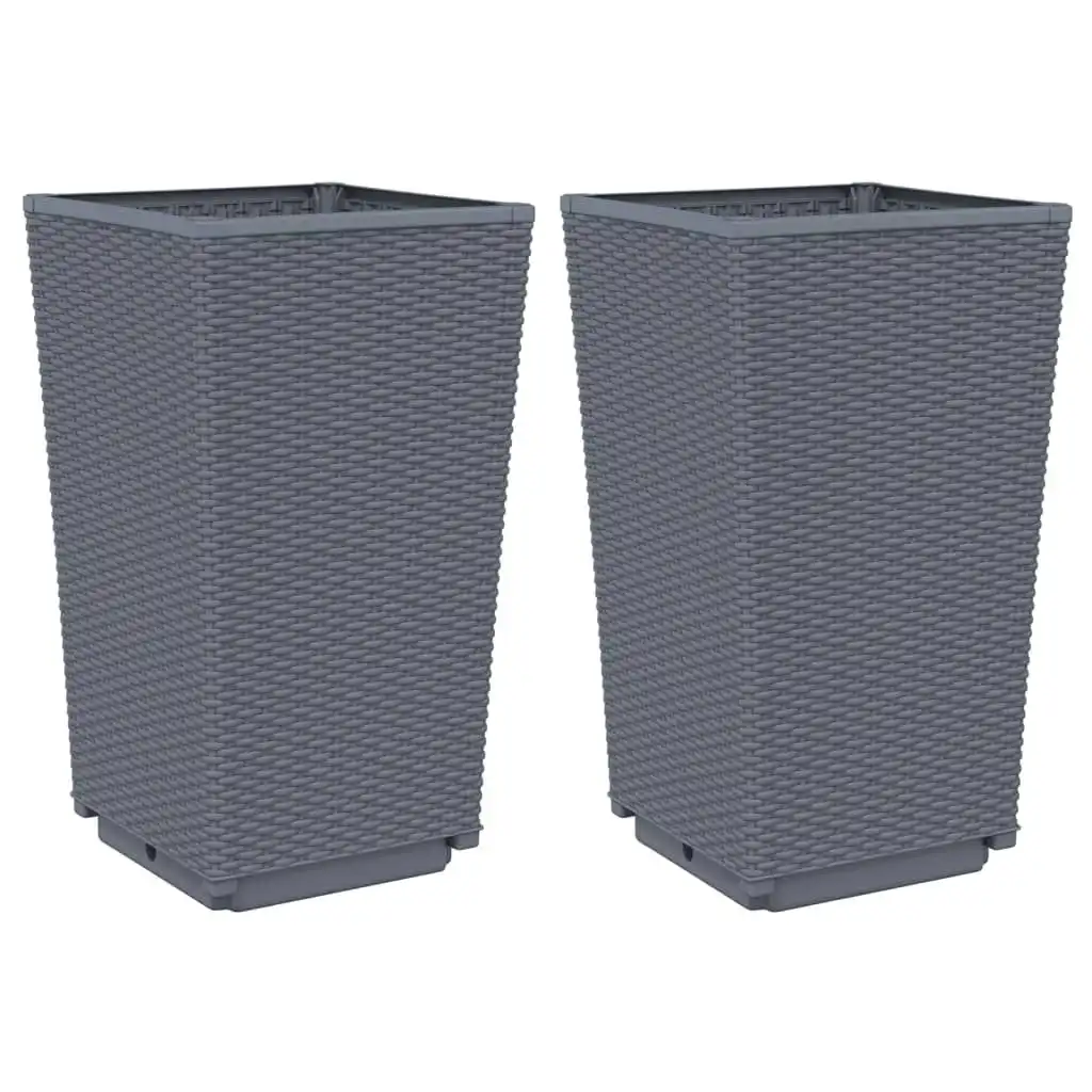 Garden Planters 2 pcs Grey 32.5x32.5x57 cm PP 367846