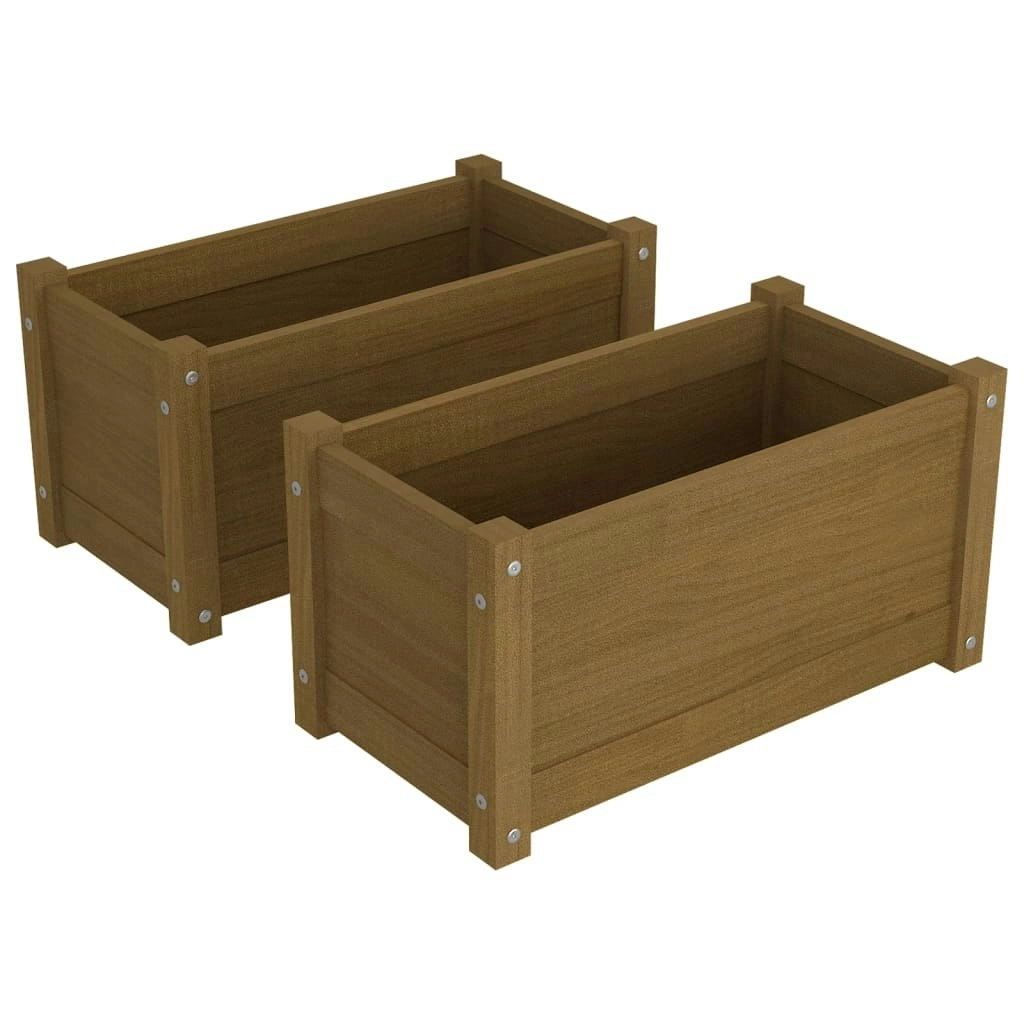 Garden Planters 2 pcs Honey Brown 60x31x31 cm Solid Pinewood 810711