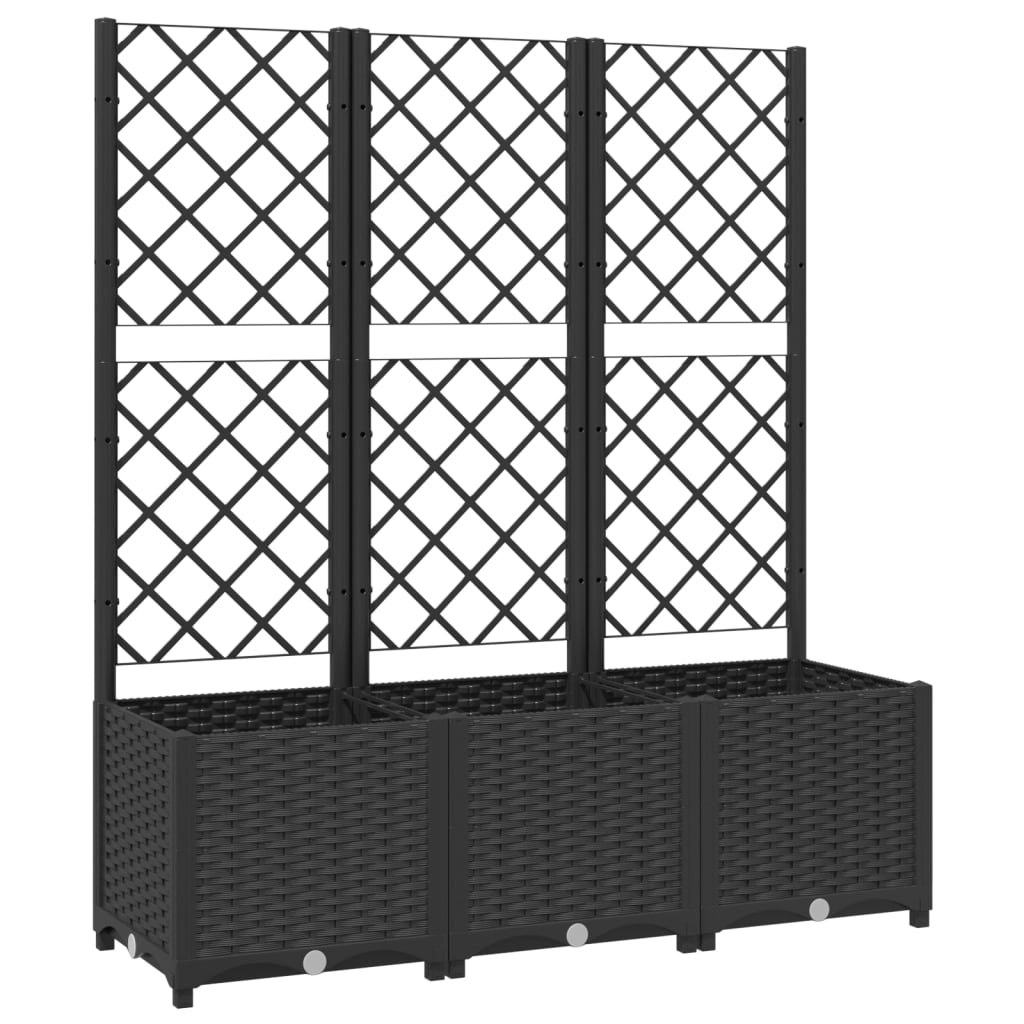 Garden Planter with Trellis Black 120x40x136 cm PP 318273