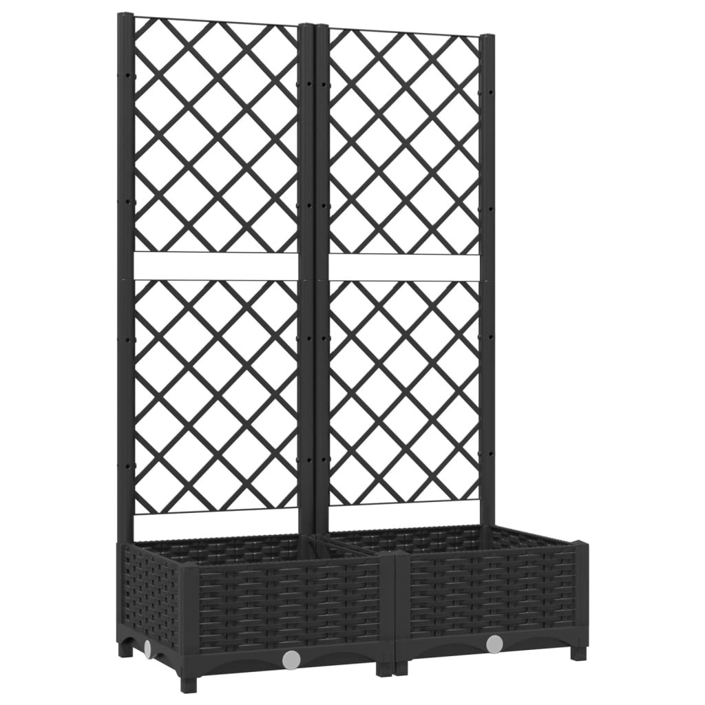 Garden Planter with Trellis Black 80x40x121.5 cm PP 318270