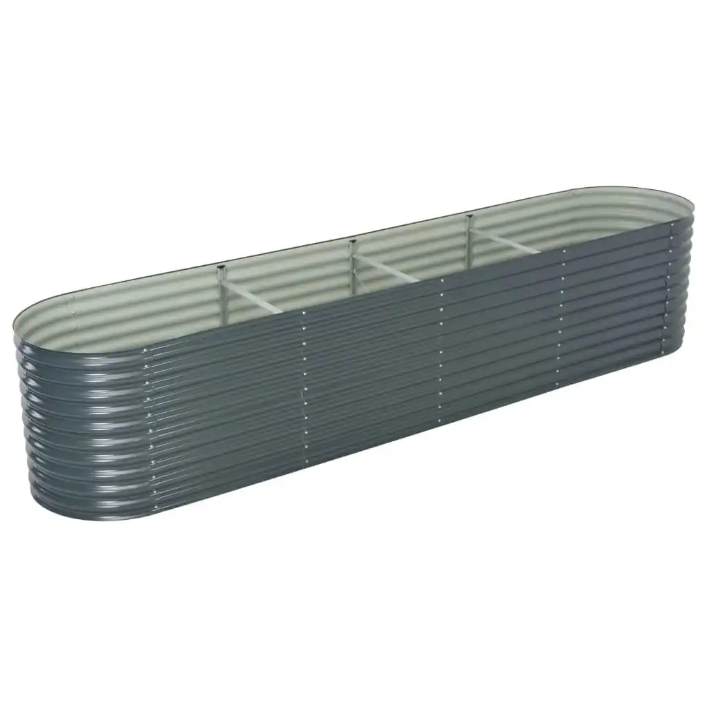 Garden Raised Bed 400x80x81 cm Galvanised Steel Grey 45521