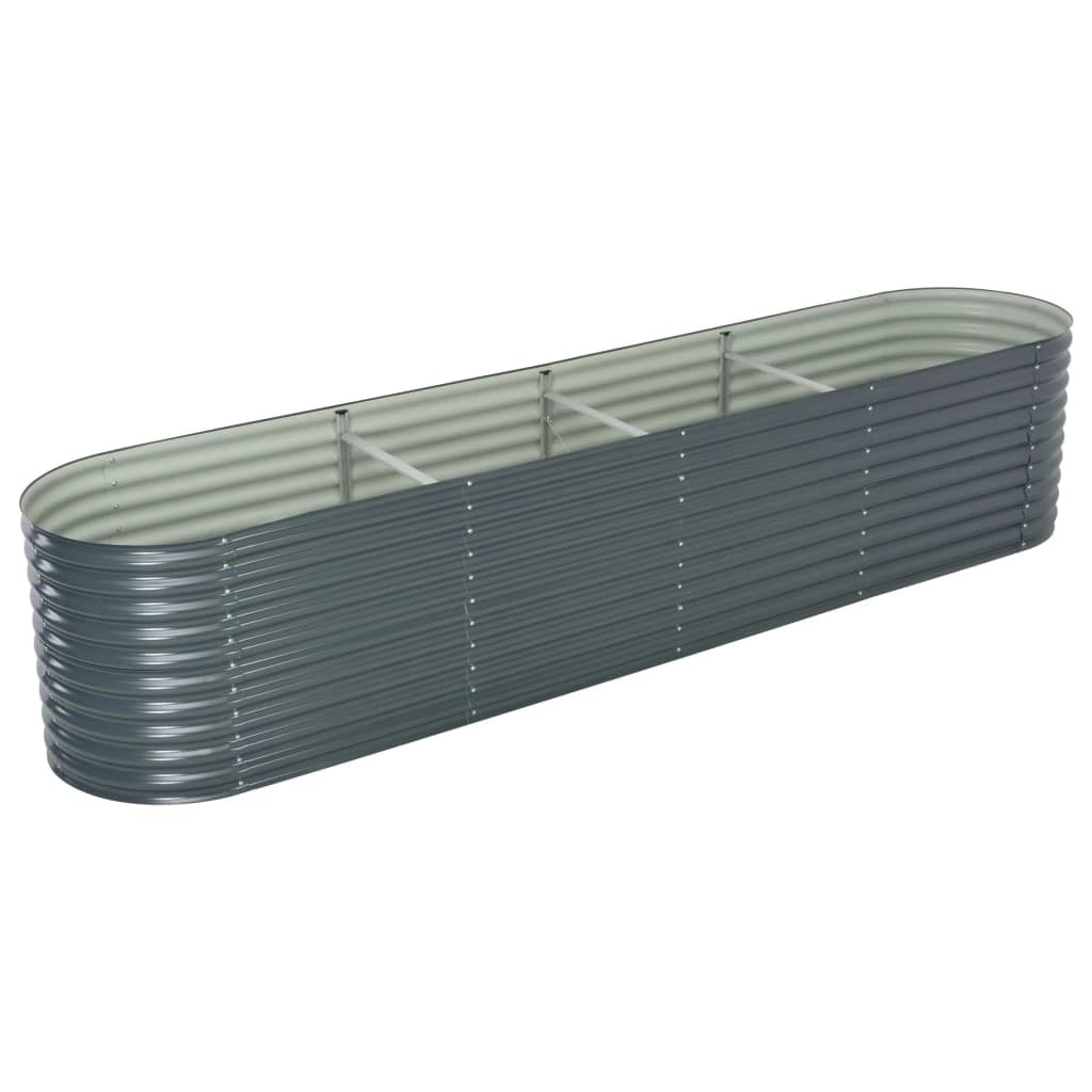 Garden Raised Bed 400x80x81 cm Galvanised Steel Grey 45521