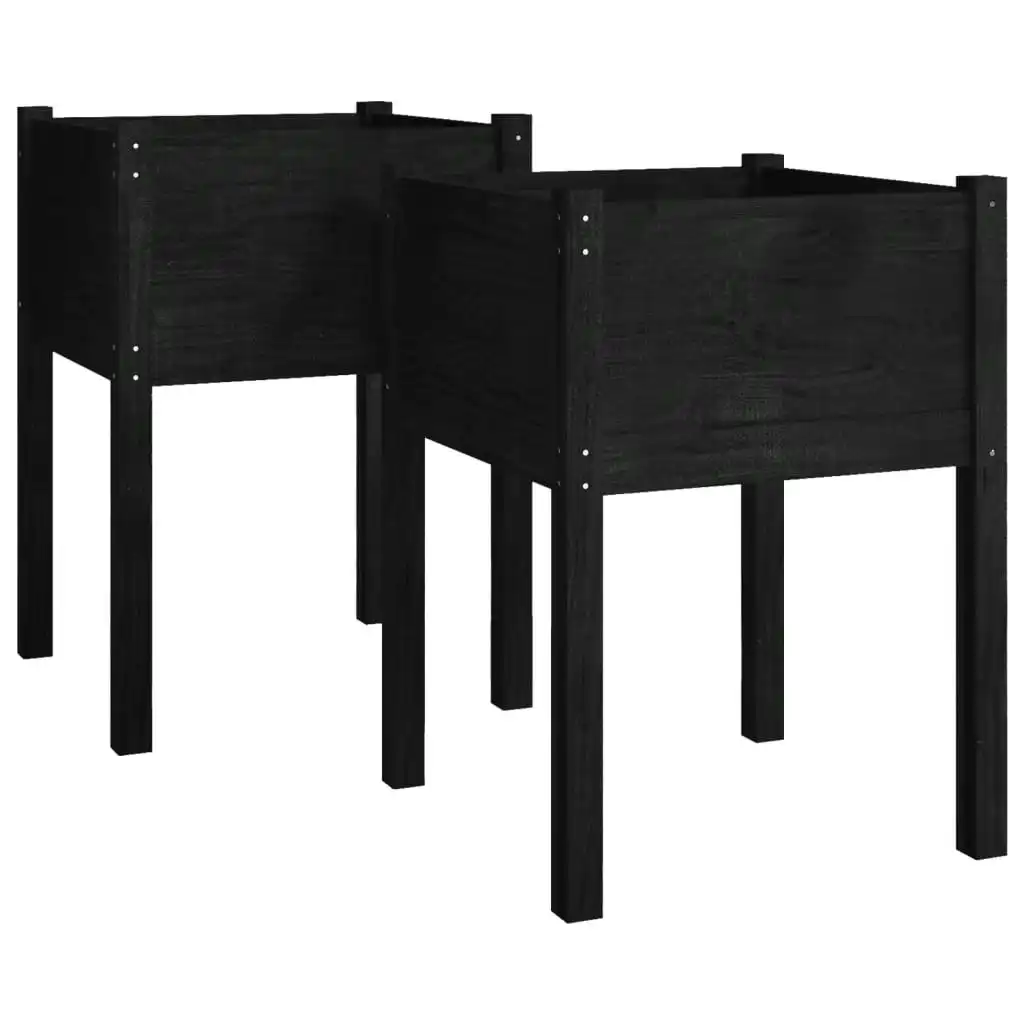 Garden Planters 2 pcs Black 50x50x70 cm Solid Pinewood 810808