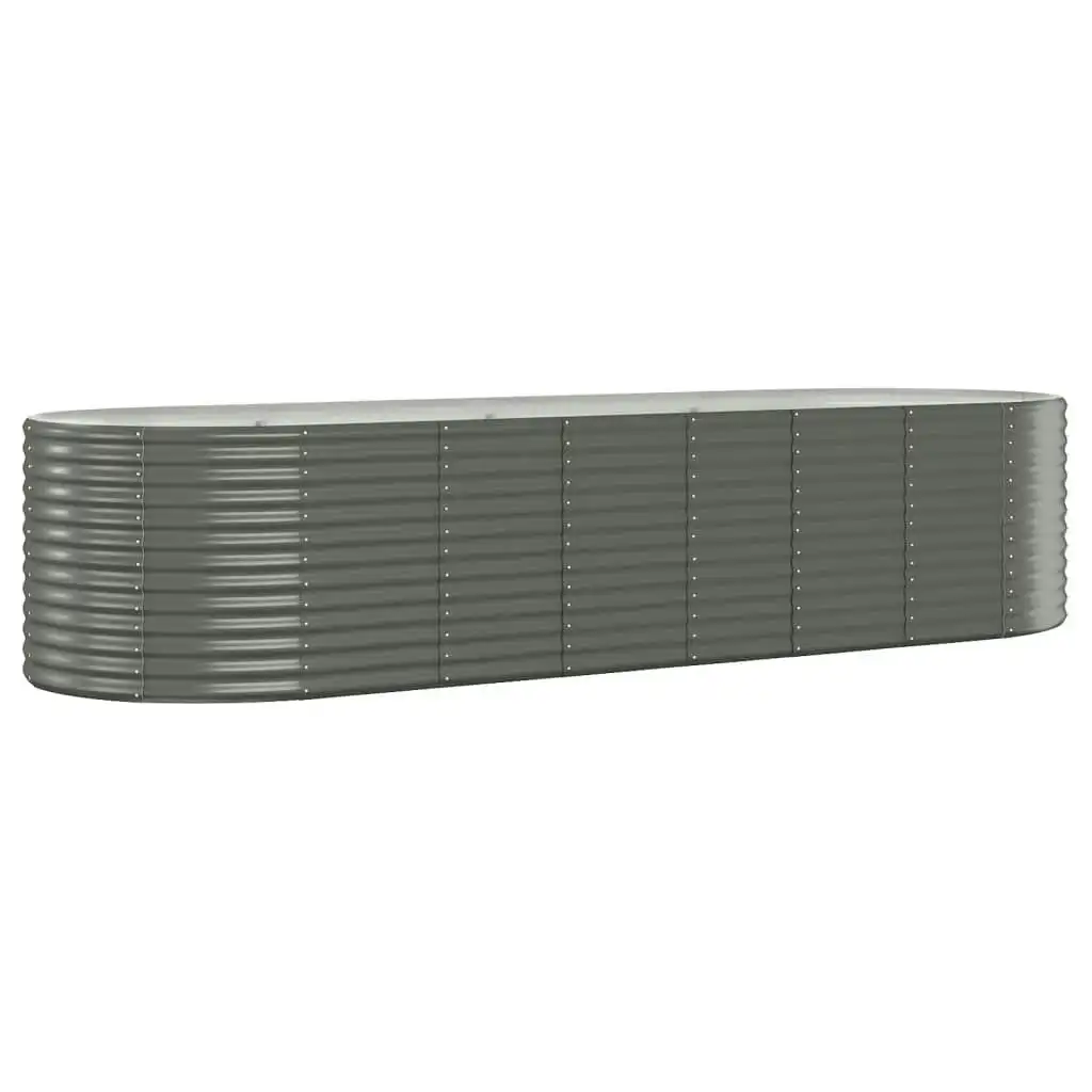 Garden Raised Bed Powder-Coated Steel 322x100x68 cm Grey 319069