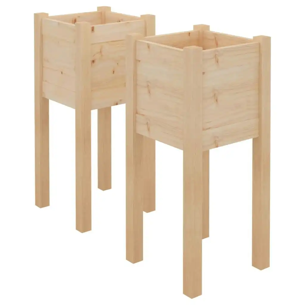 Garden Planters 2 pcs 31x31x70 cm Solid Pinewood 810780