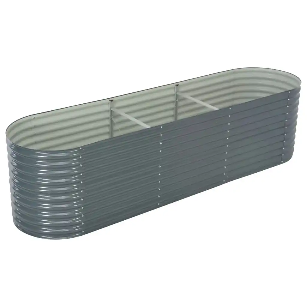 Garden Raised Bed 320x80x81 cm Galvanised Steel Grey 45522