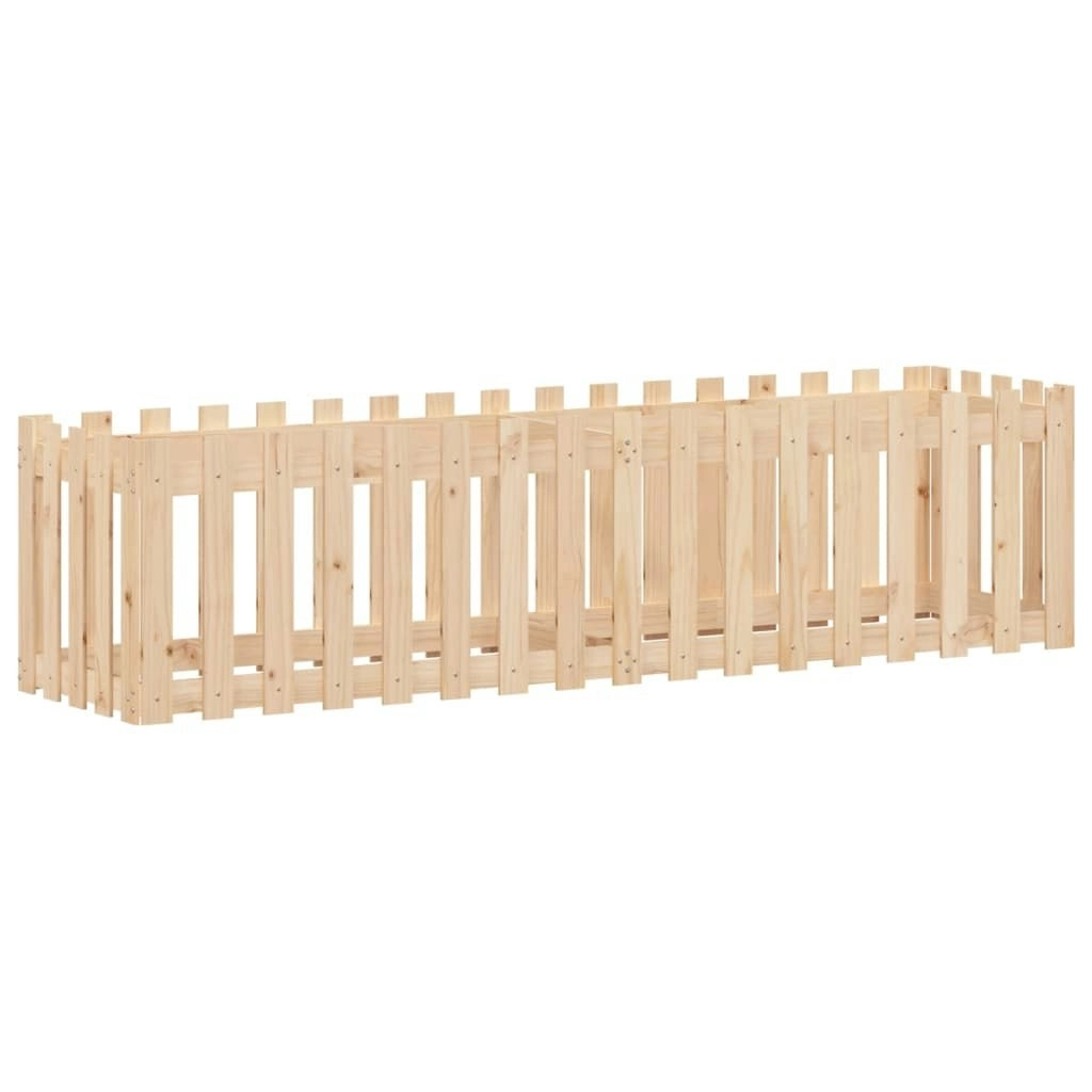 Garden Raised Bed with Fence Design 200x50x50 cm Solid Wood Pine 832507