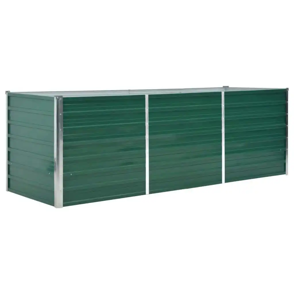 Garden Raised Bed Galvanised Steel 240x80x77 cm Green 44841