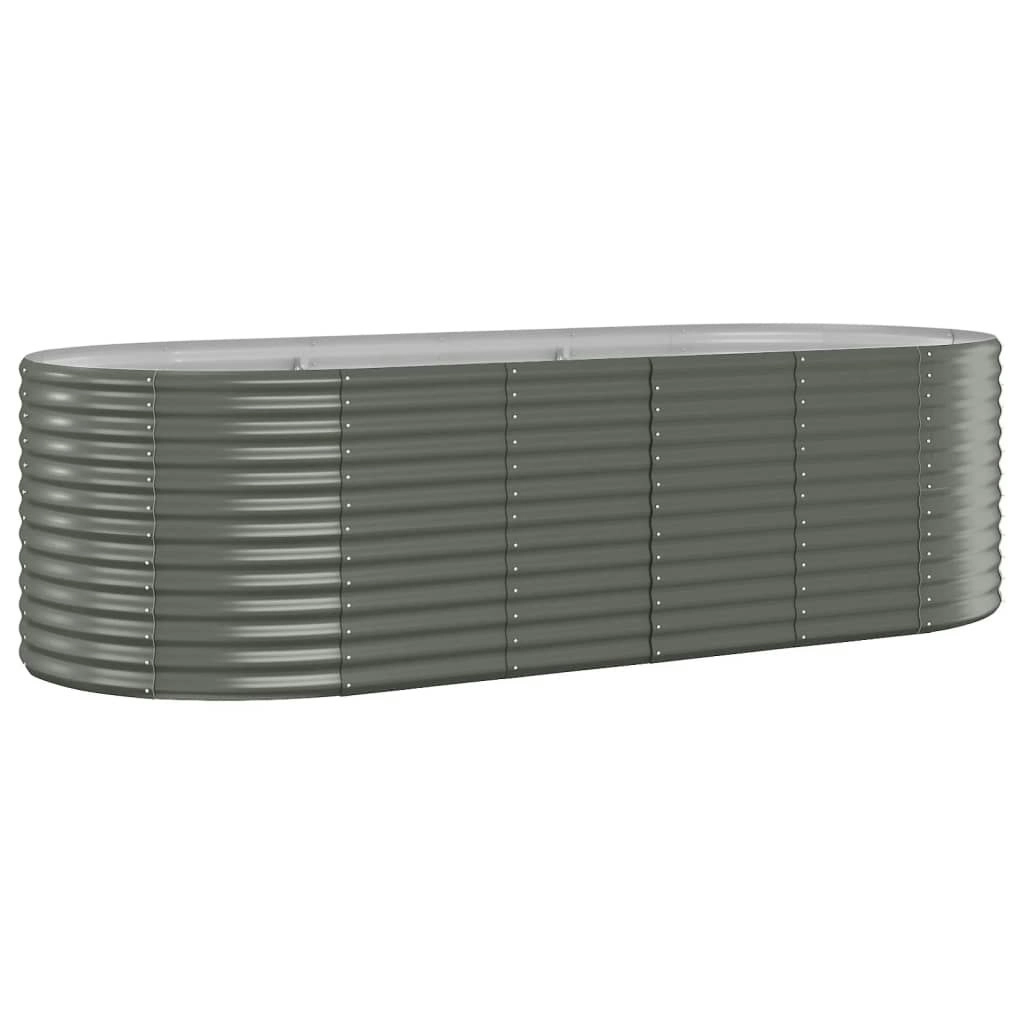 Garden Raised Bed Powder-Coated Steel 249x100x68 cm Grey 319064