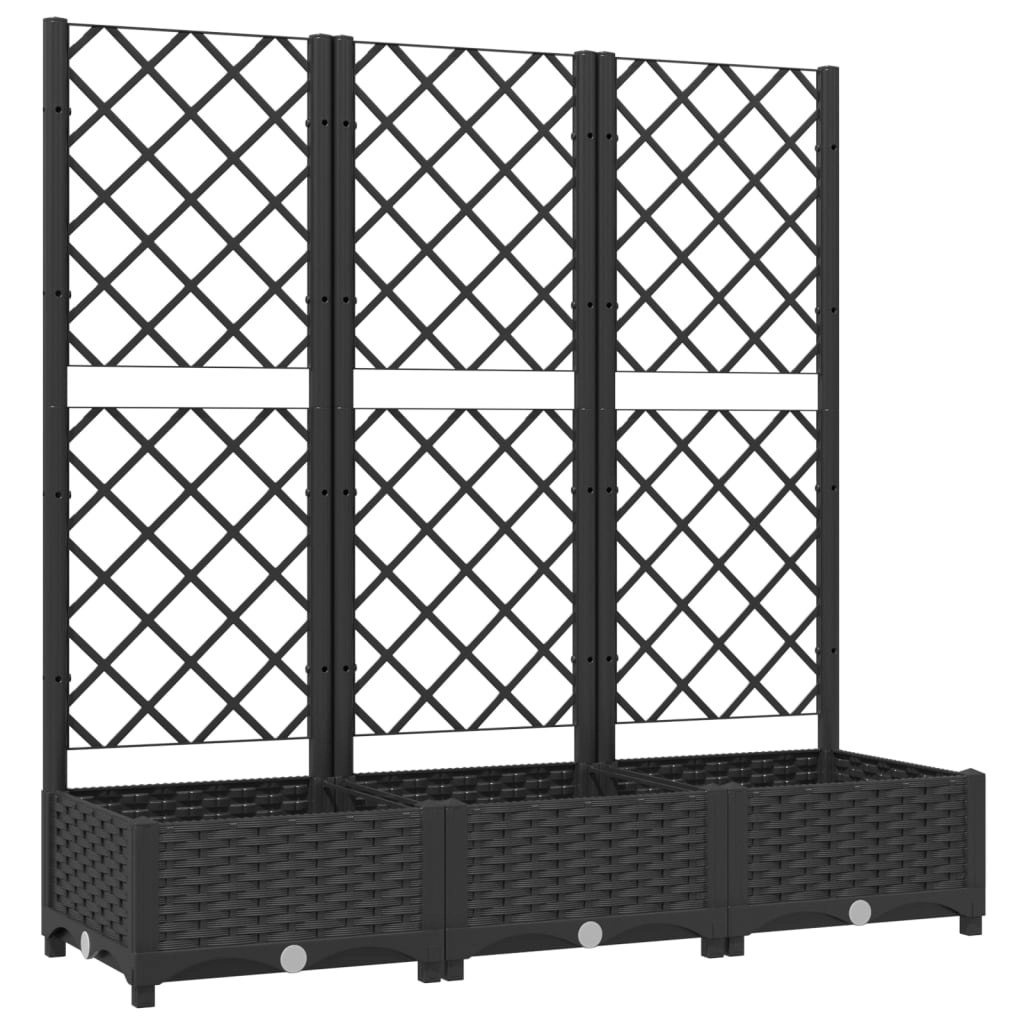 Garden Planter with Trellis Black 120x40x121.5 cm PP 318272