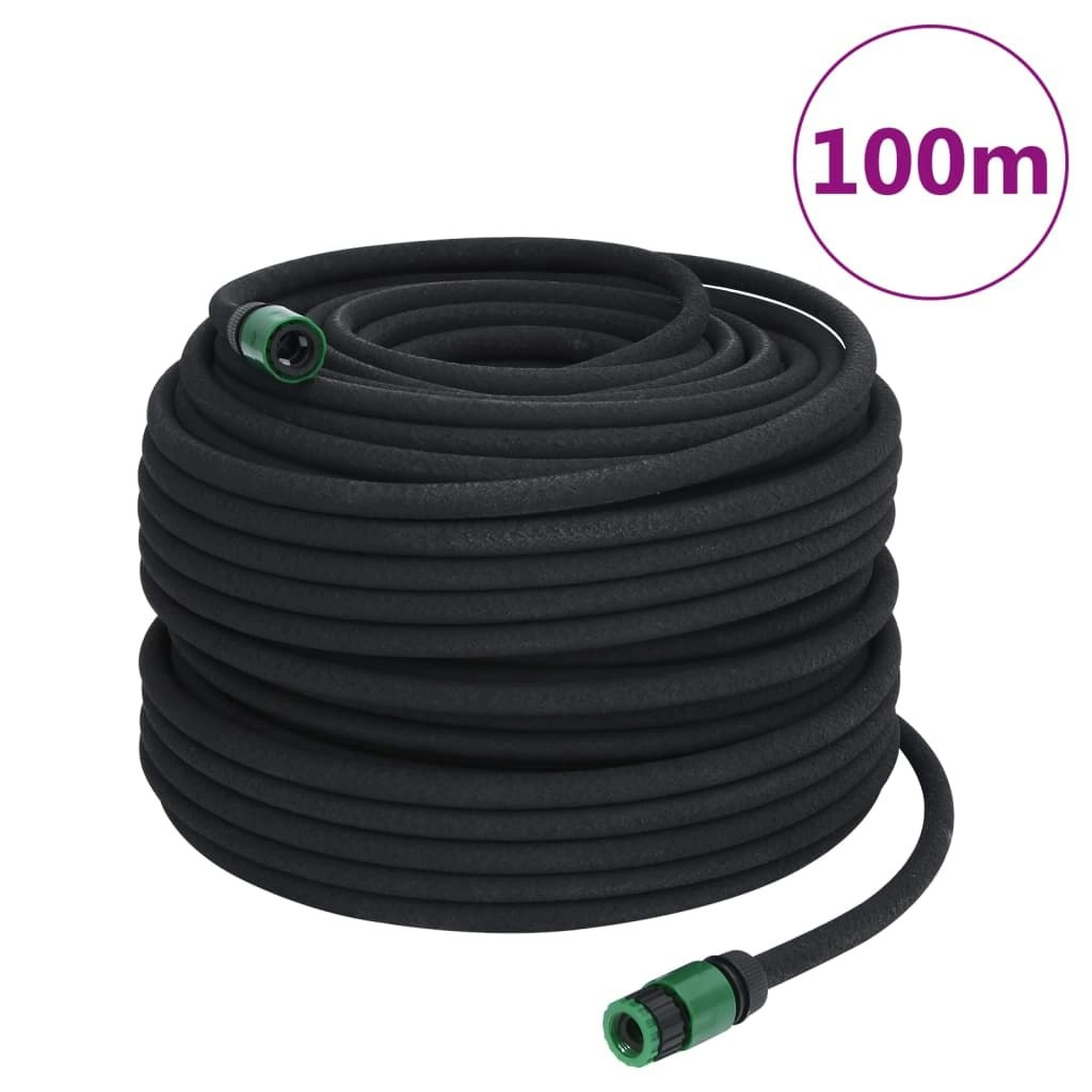 Garden Soaker Hose Black 0.6" 100 m Rubber 155874