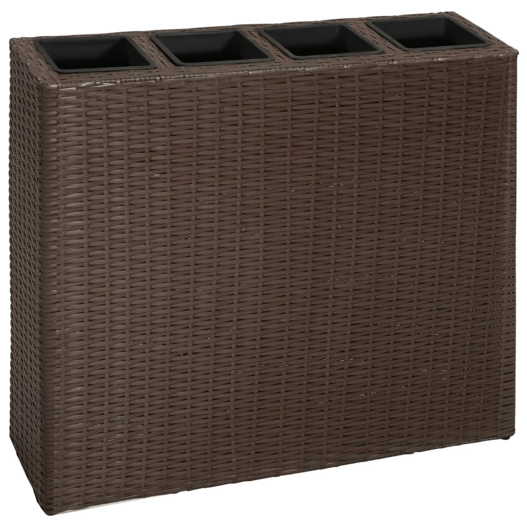 Garden Rectangle Rattan Raised Bed Set Brown 41085