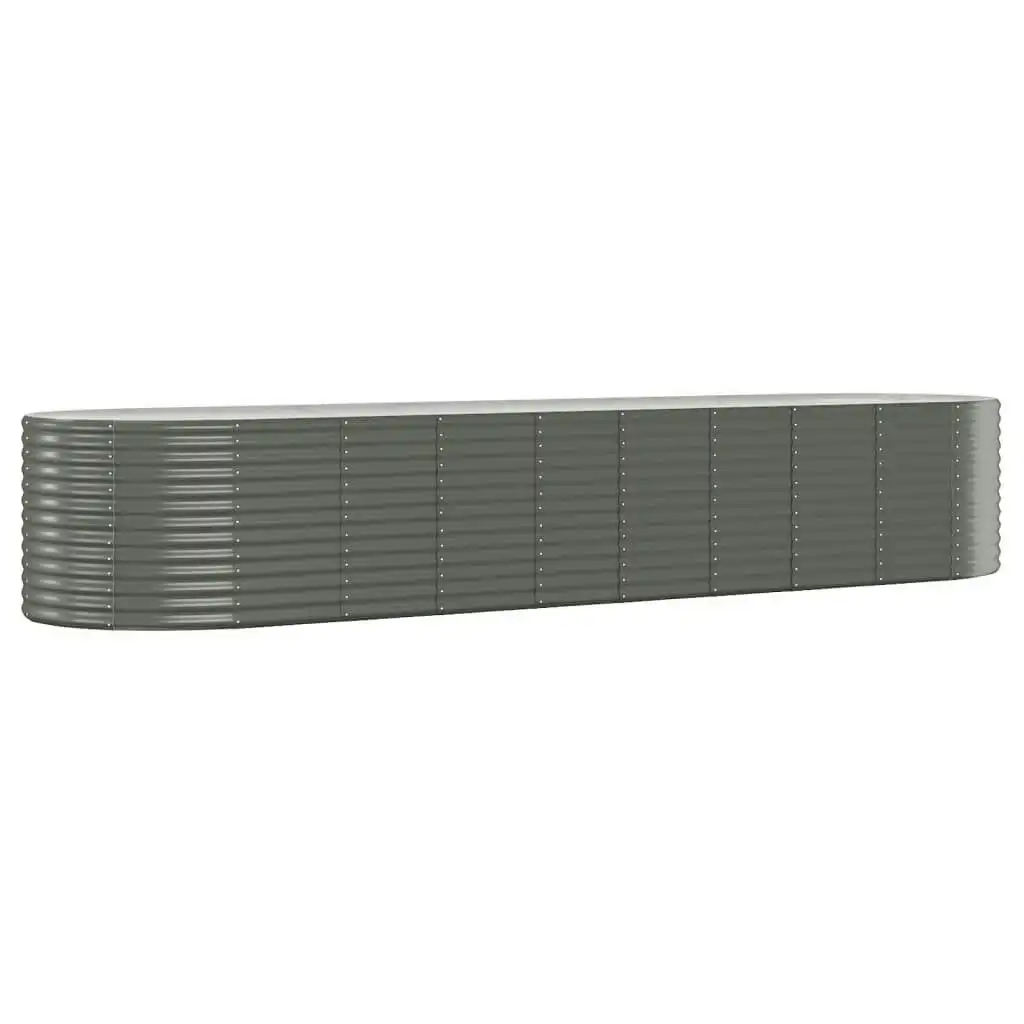 Garden Raised Bed Powder-Coated Steel 396x100x68 cm Grey 319074