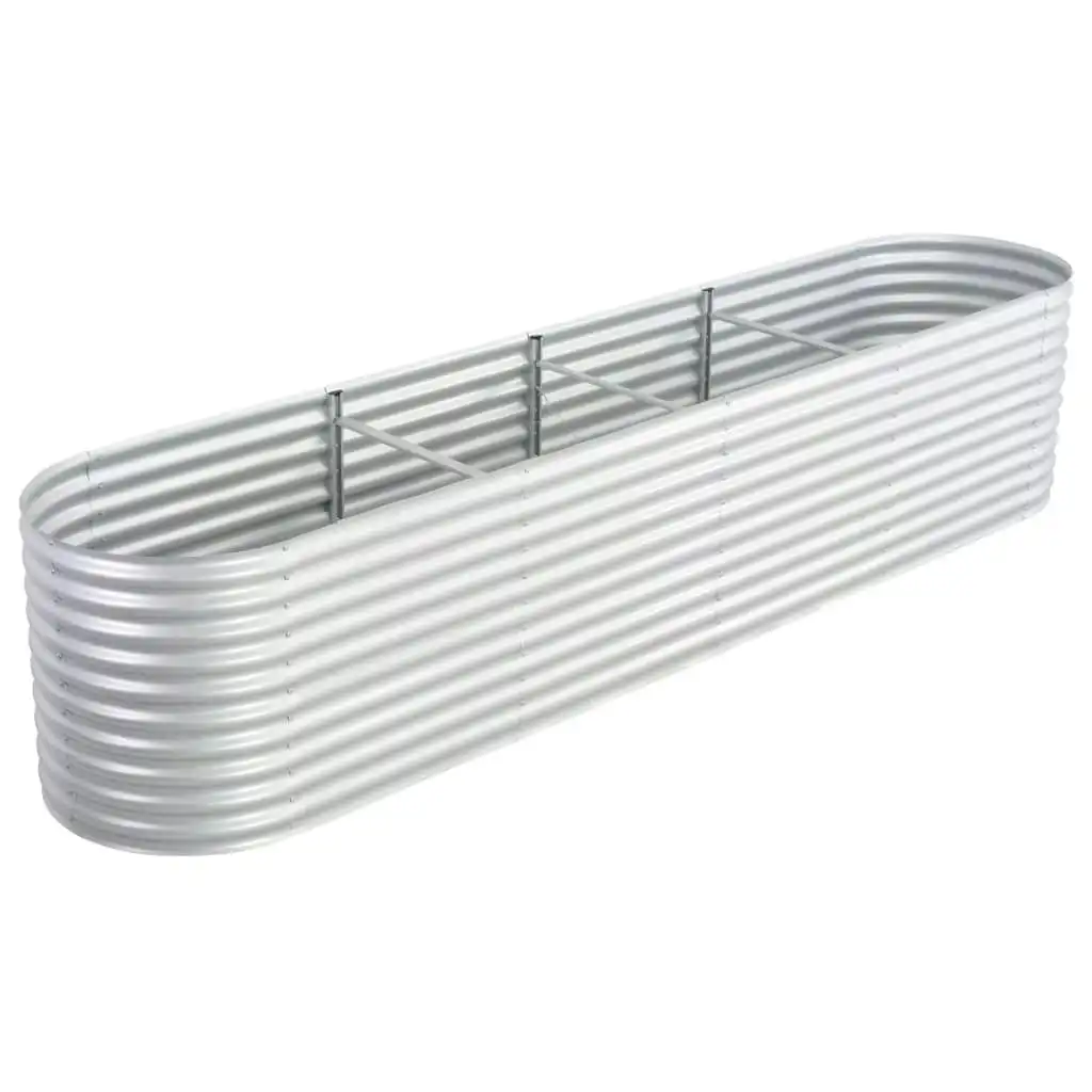 Garden Raised Bed 400x80x81 cm Galvanised Steel Silver 45511