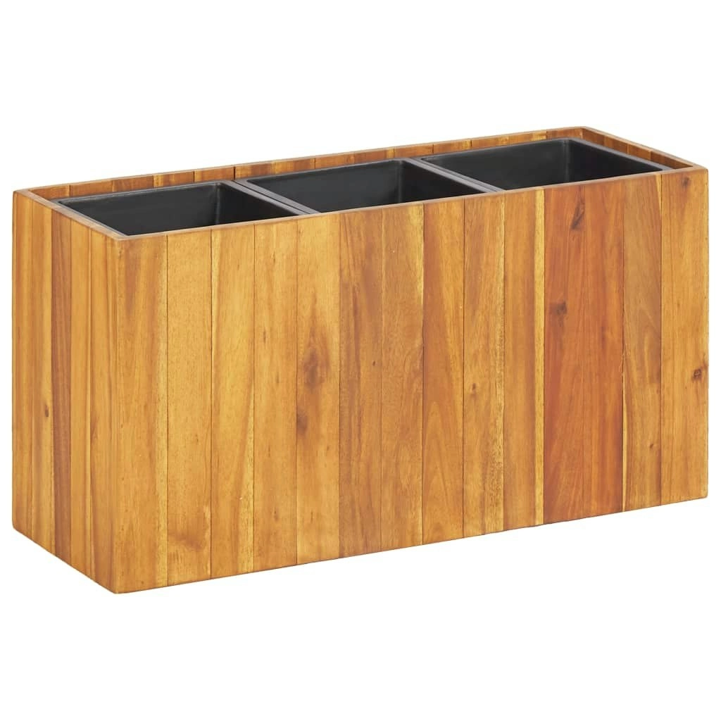 Garden Raised Bed with 3 Pots Solid Acacia Wood 46572