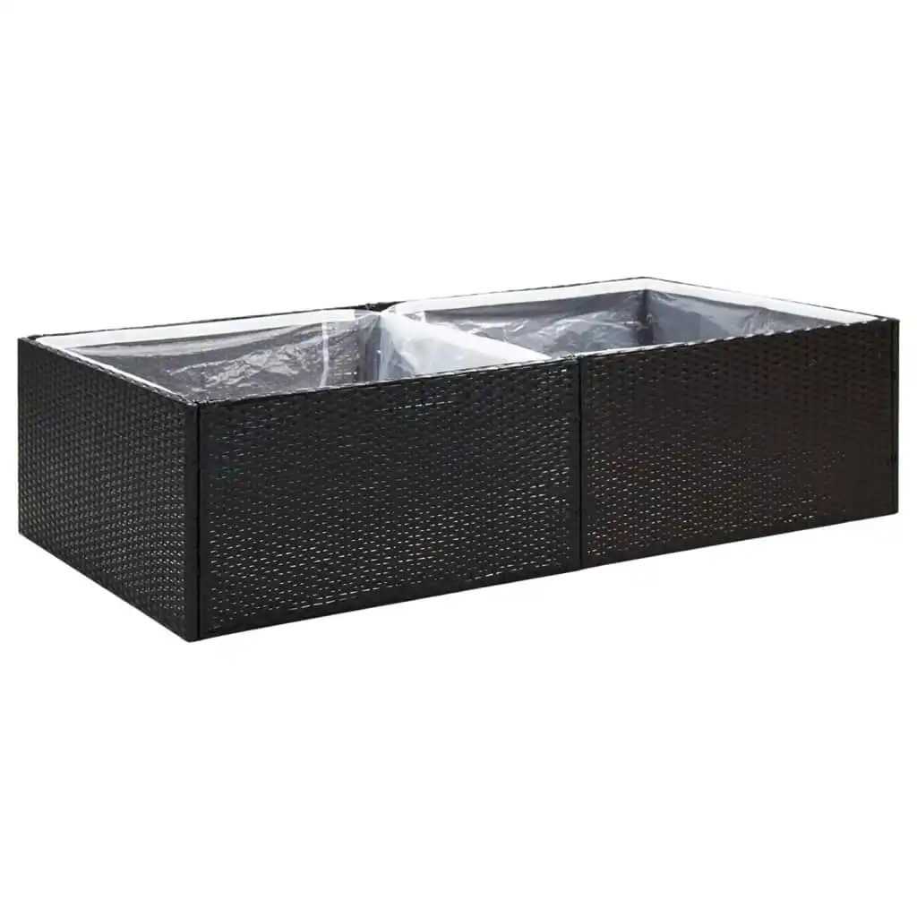 Garden Planter Black 157x80x40 cm Poly Rattan 319172