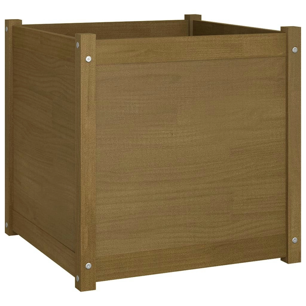 Garden Planter Honey Brown 60x60x60 cm Solid Pinewood 810564