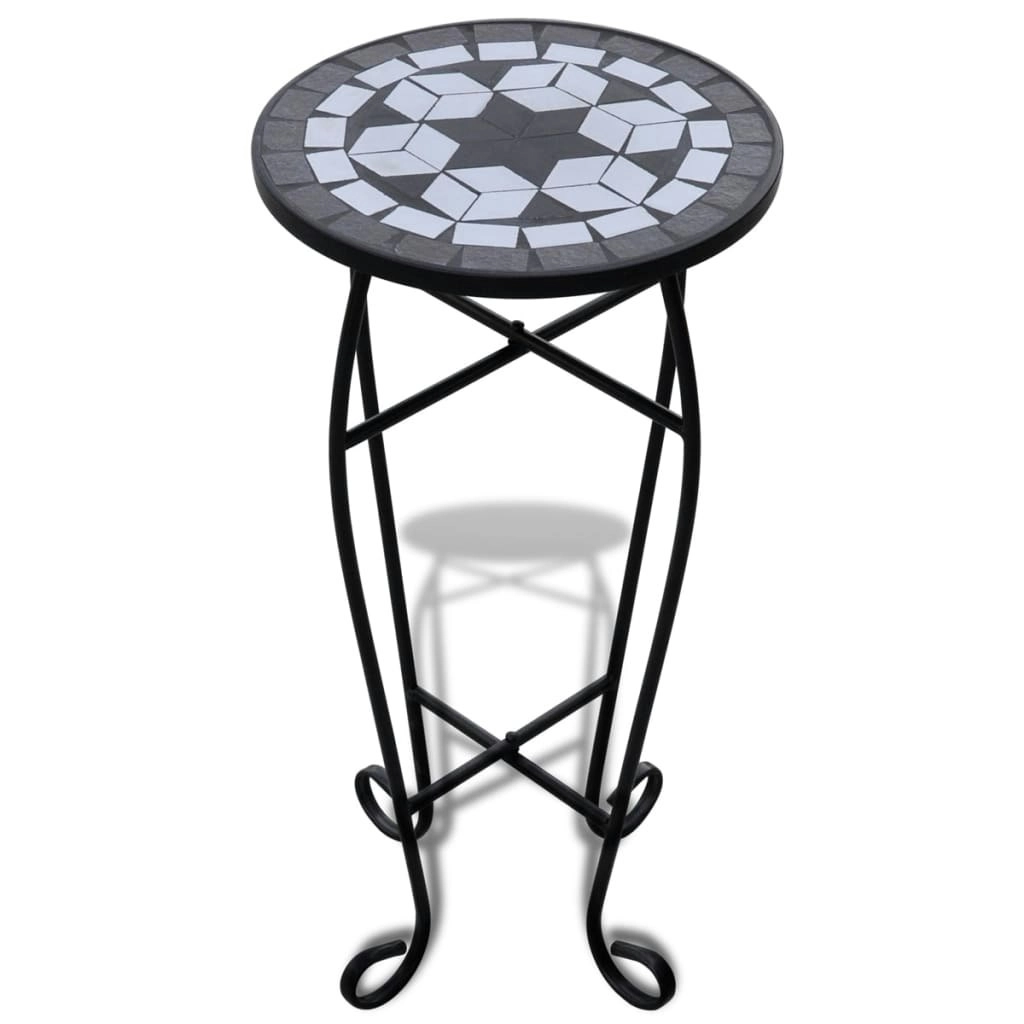 Mosaic Plant Table Black and White 41129