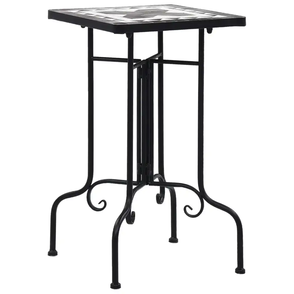 Mosaic Side Table Black and White Ceramic 46711