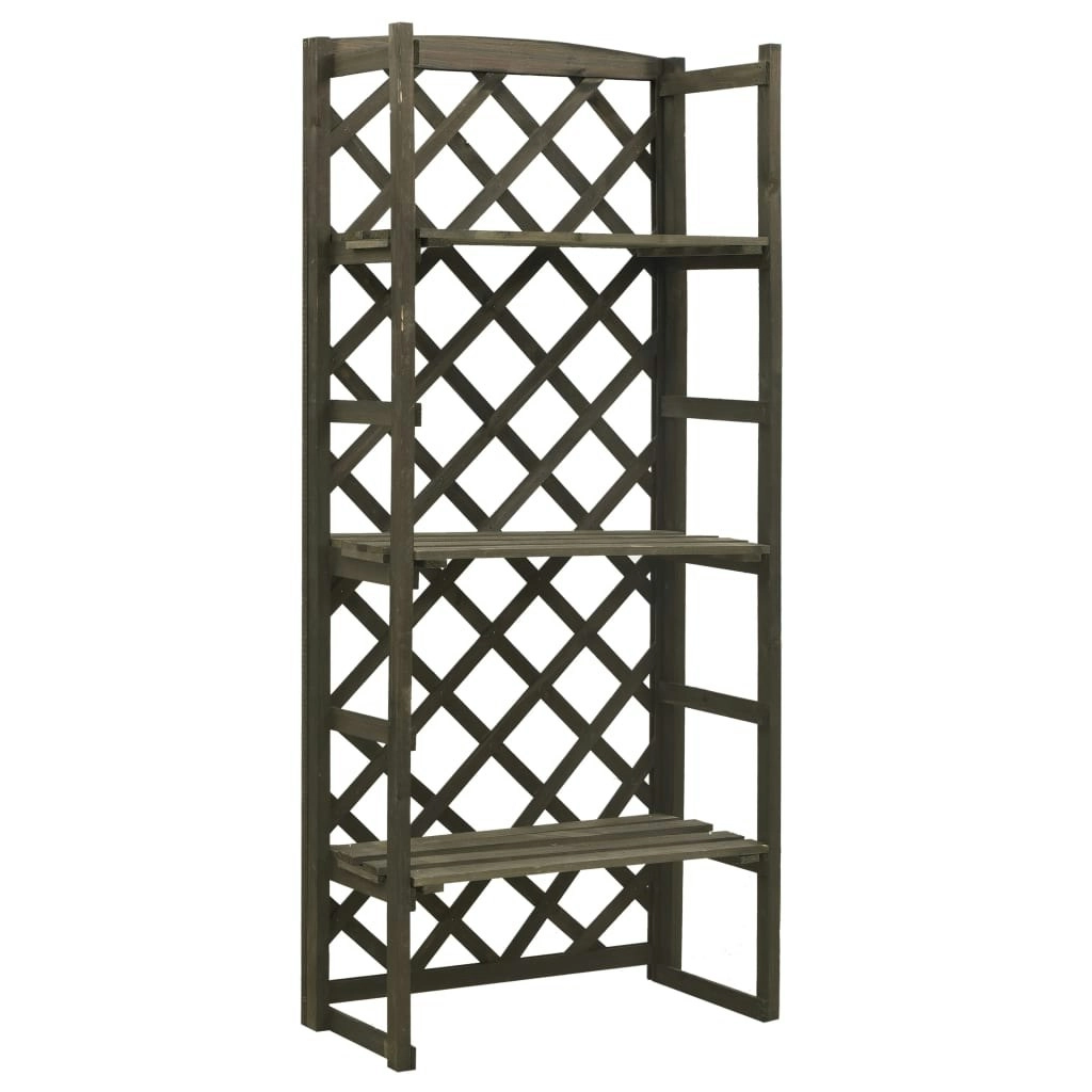 Plant Stand with Trellis Grey 60x30x140 cm Solid Firwood 314835