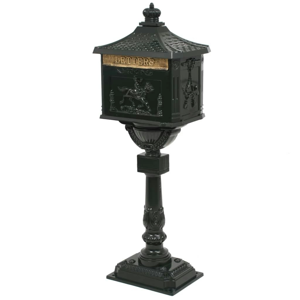 Pedestal Letterbox Aluminium Vintage Style Rustproof Green 43893