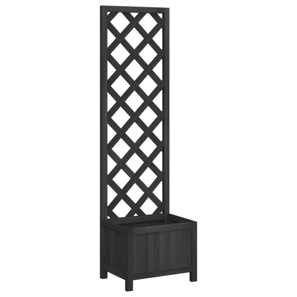 Planter with Trellis Black Solid Wood Fir 365478