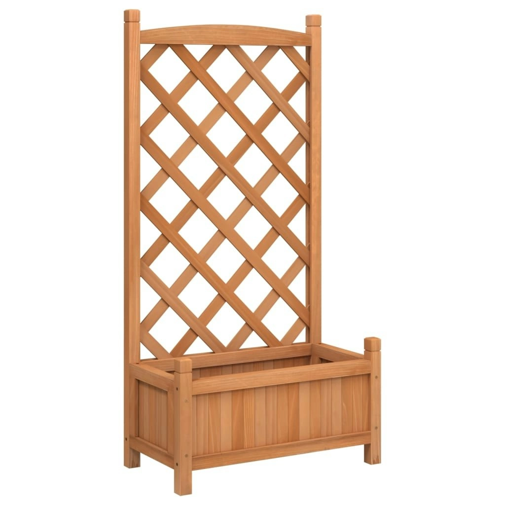 Planter with Trellis Brown Solid Wood Fir 365485