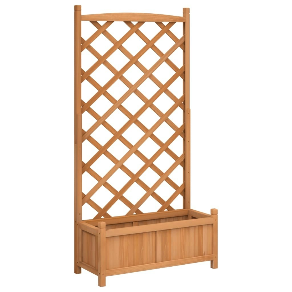 Planter with Trellis Brown Solid Wood Fir 365488