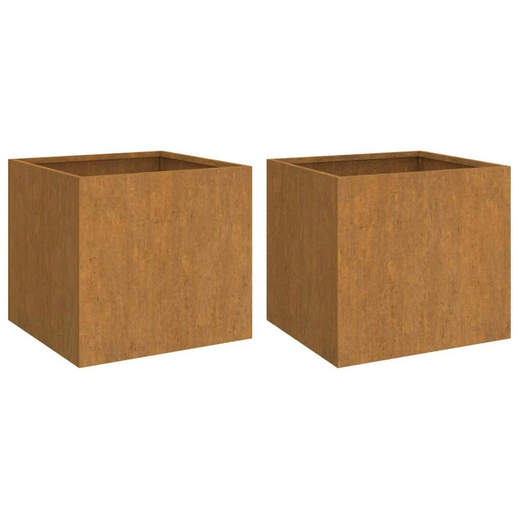 Planters 2 pcs 49x47x46 cm Corten Steel 821552