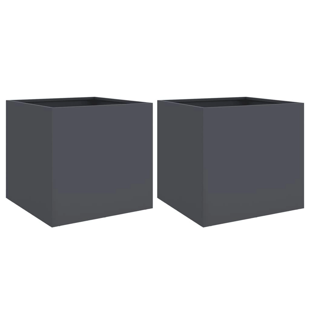 Planters 2 pcs Anthracite 49x47x46 cm Cold-rolled Steel 841564